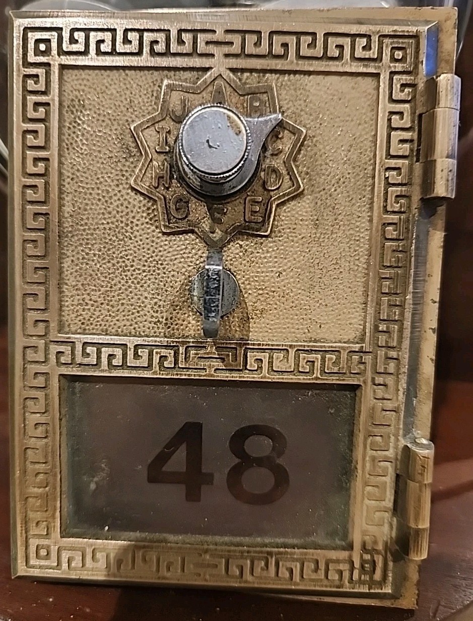 Vintage ~ USPS P.O.Box Brass Door Combination Lock w/ Etched Glass, USA Made🇺🇸 Vintage ~ USPS P.O.Box Brass Door Combination Lock w/ Etched Glass, USA Made🇺🇸
