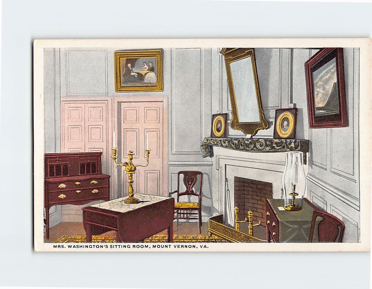 Postcard Mrs. Washington Sitting Room Mt. Vernon Virginia USA