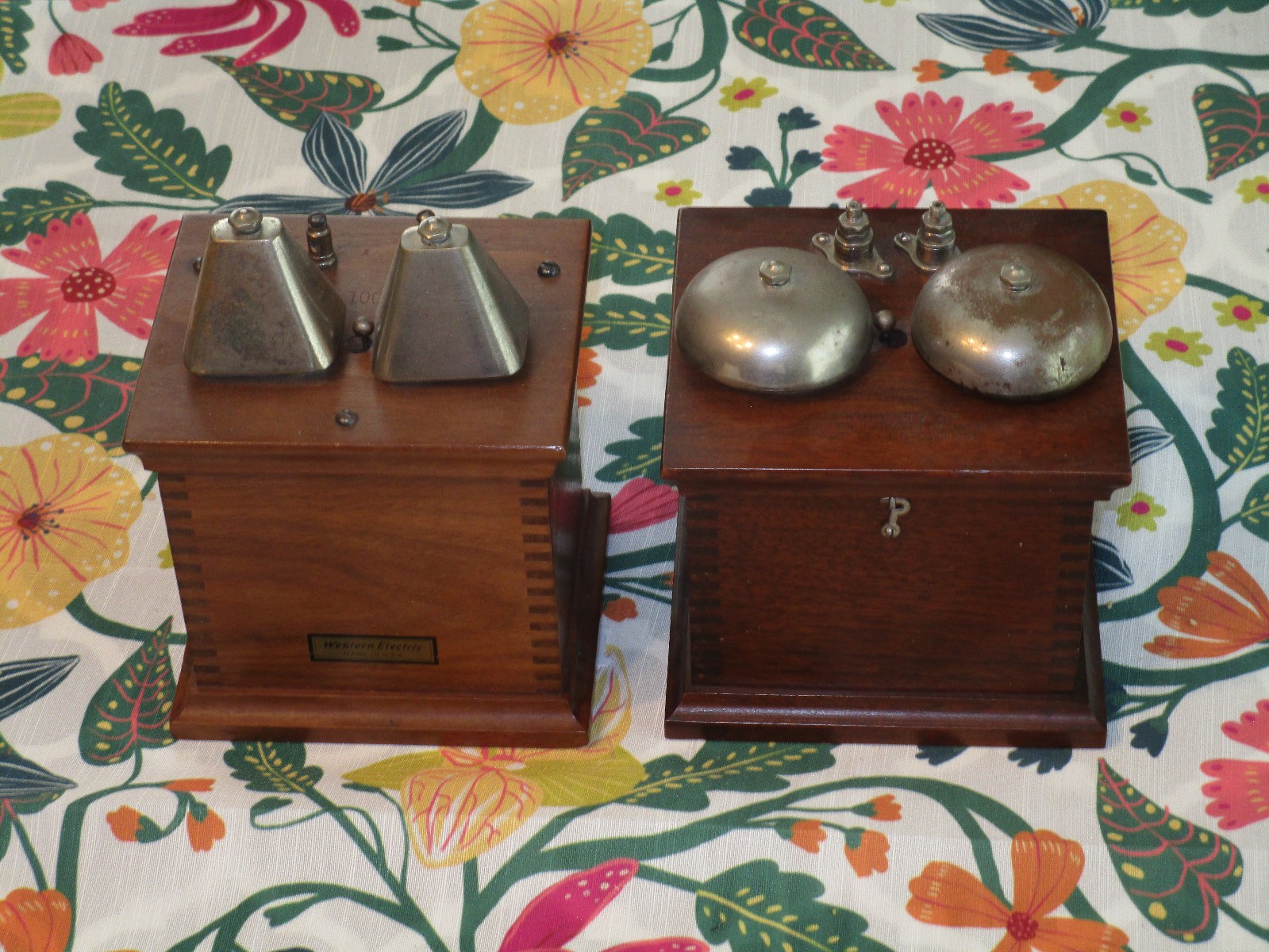 2 Beautiful Early Western Electric Telephone Extension Bells One Pos Before WE 2 Beautiful Early Western Electric Telephone Extension Bells One Pos Before WE
