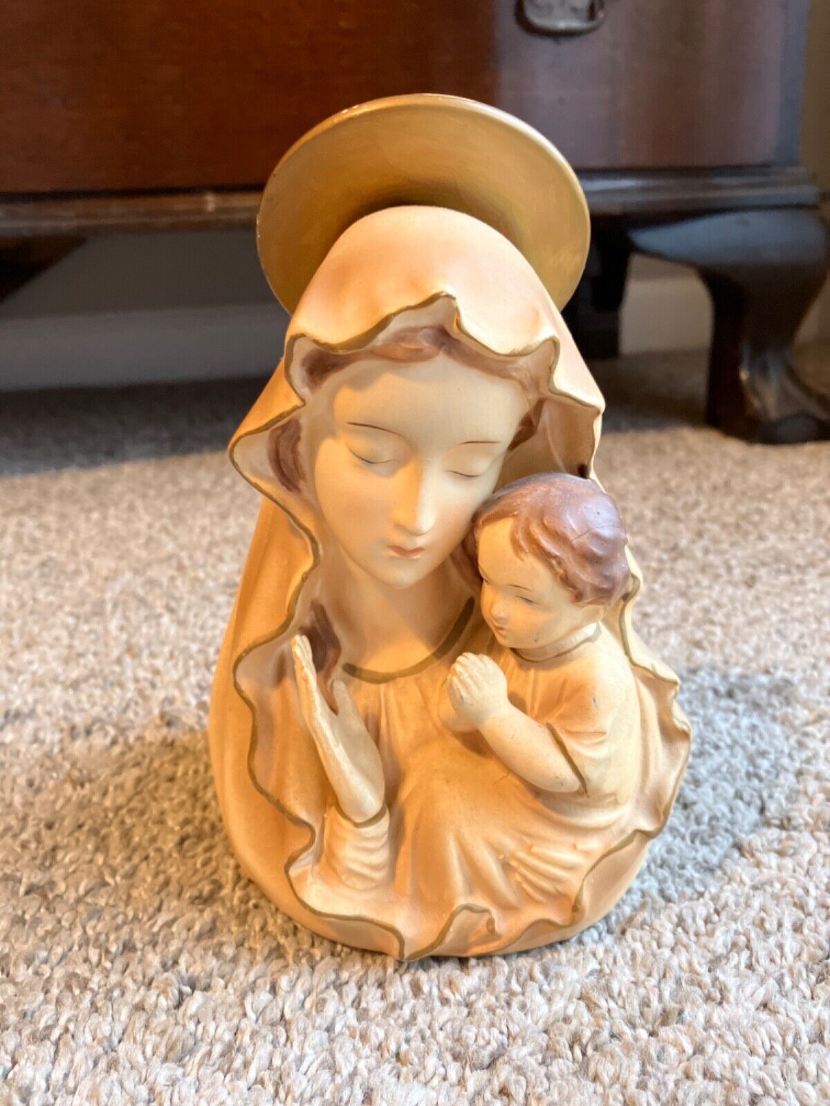 Vintage Bradley Ceramic Madonna and Child Mary and Jesus Planter