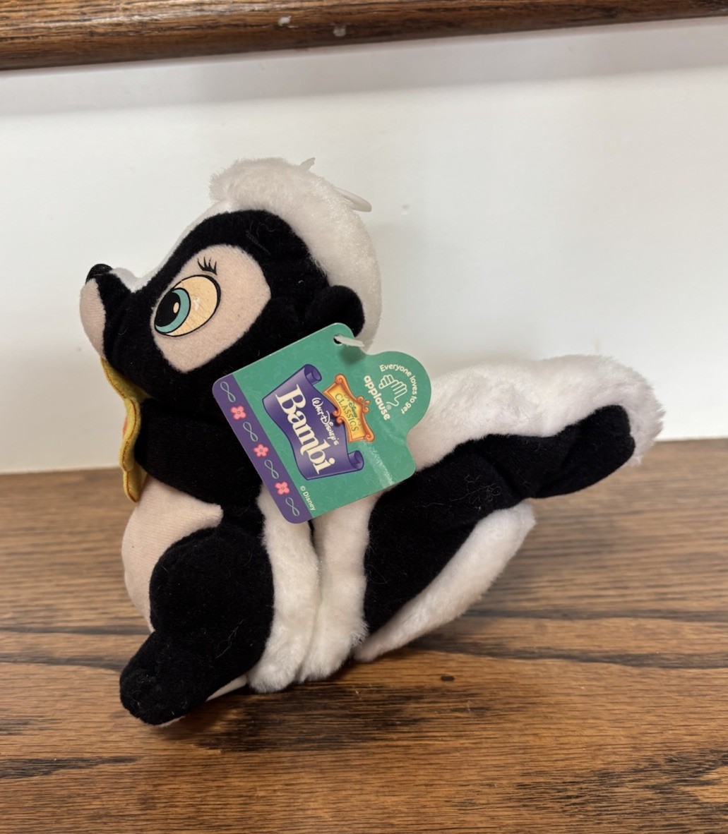 Vintage Disney Bambi Classic Collection 6” Flower Skunk Plush Applause NWT Vintage Disney Bambi Classic Collection 6” Flower Skunk Plush Applause NWT