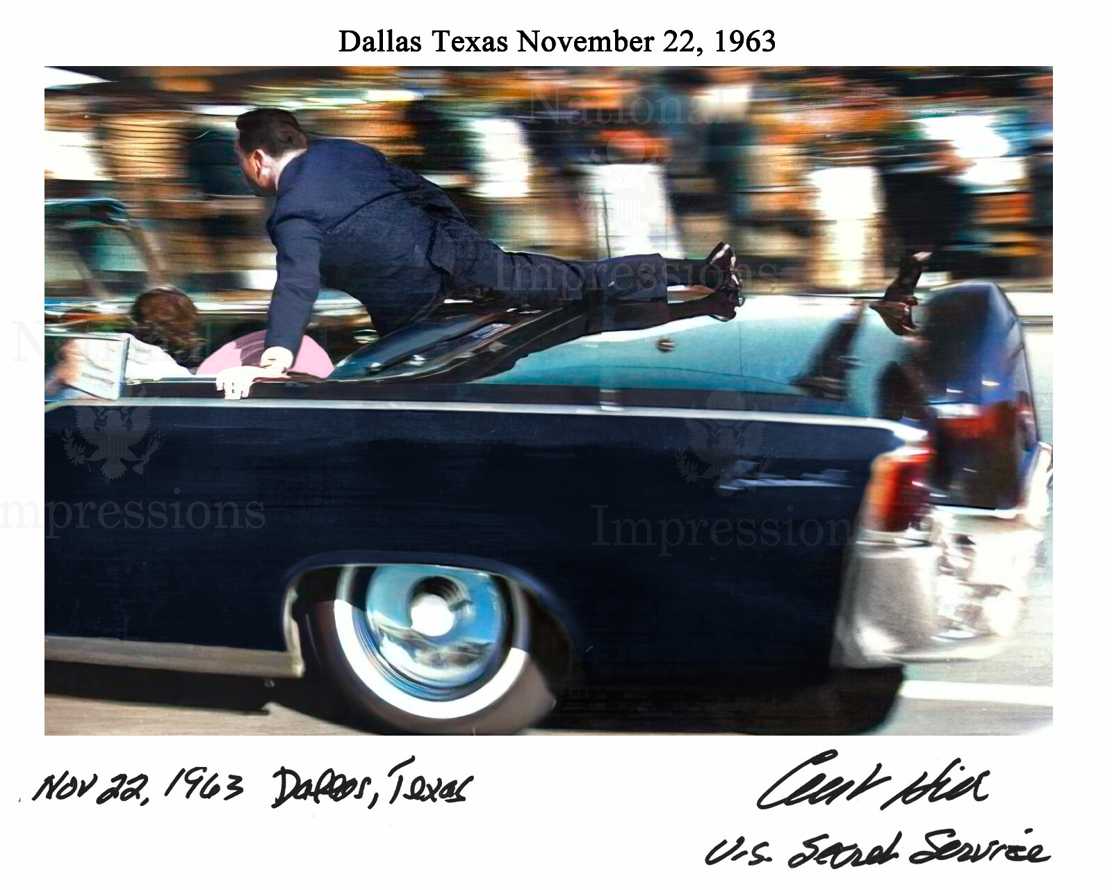 John F Kennedy assassination Clint Hill Signed REPRINT 8x10 Photo Colorized John F Kennedy assassination Clint Hill Signed REPRINT 8x10 Photo Colorized