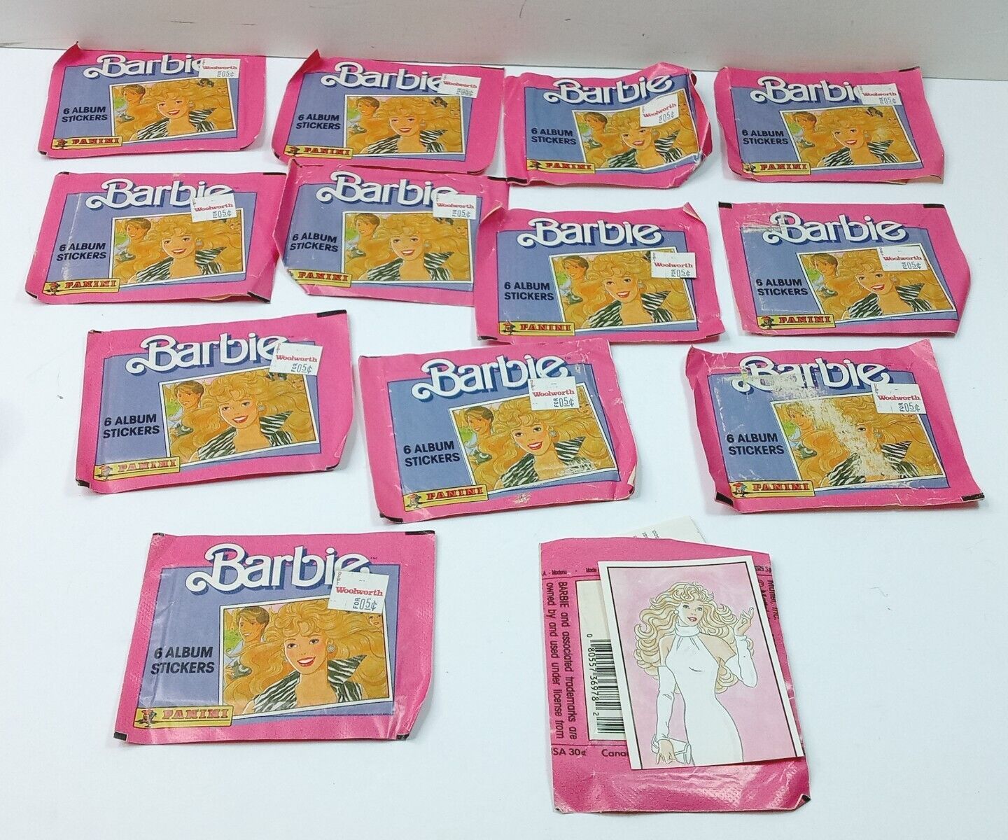 (13) Packs Barbie Vintage 1989 Panini Album Stickers 11 Packs Sealed