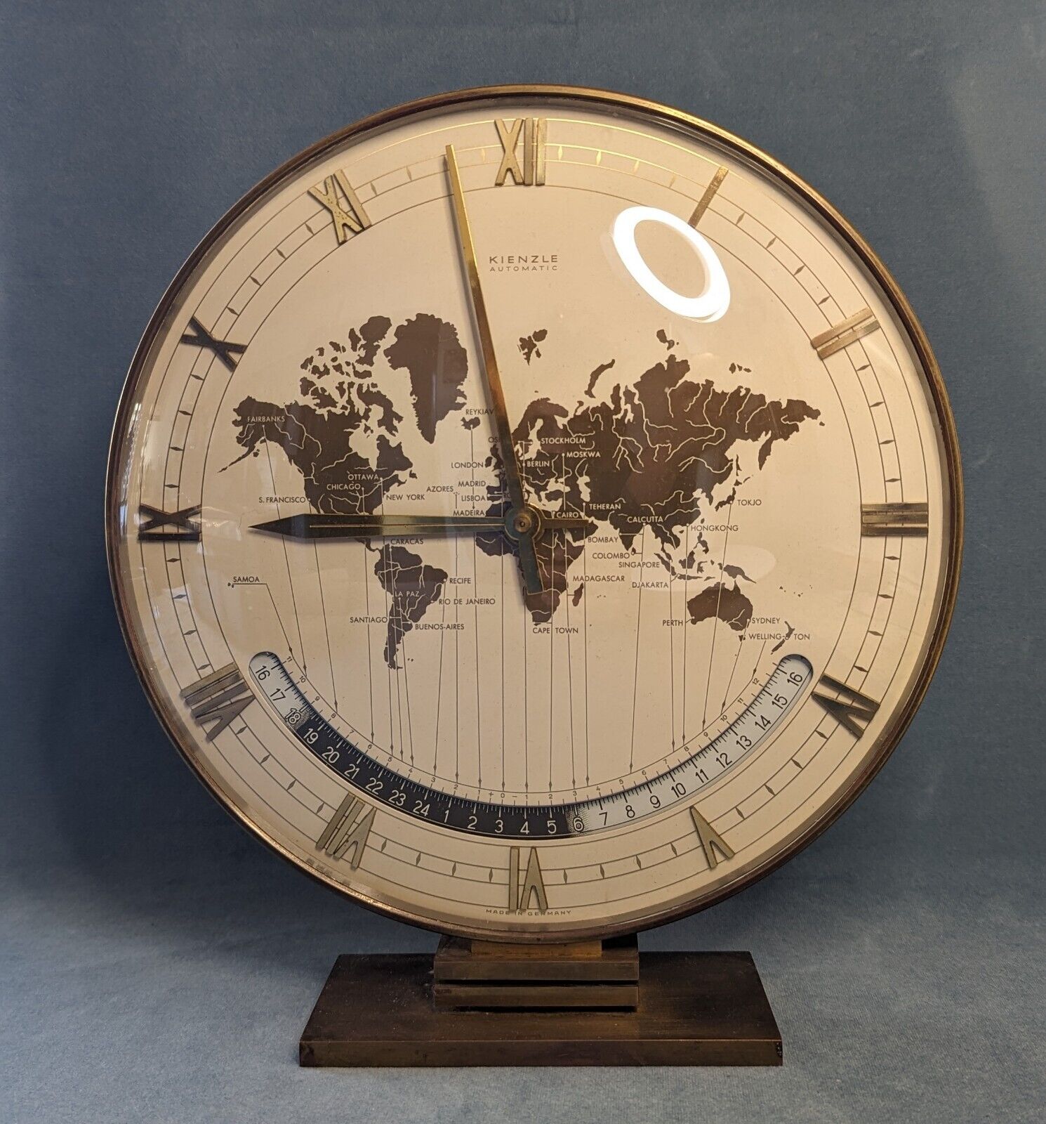 🕰️Kienzle Automatic Art Deco World clock with electromagnetic spring wind ~1950