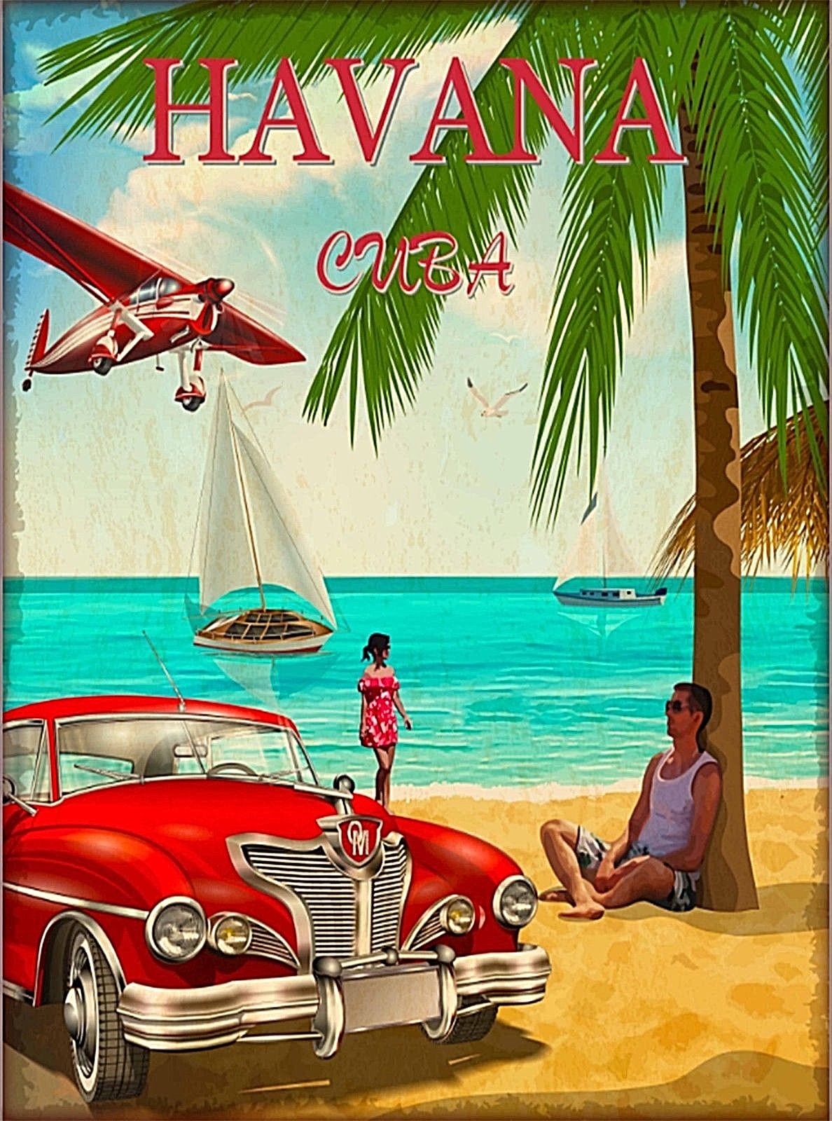 Cuba Cuban Havana Caribbean Retro Travel Advertisement Art Poster Print Cuba Cuban Havana Caribbean Retro Travel Advertisement Art Poster Print