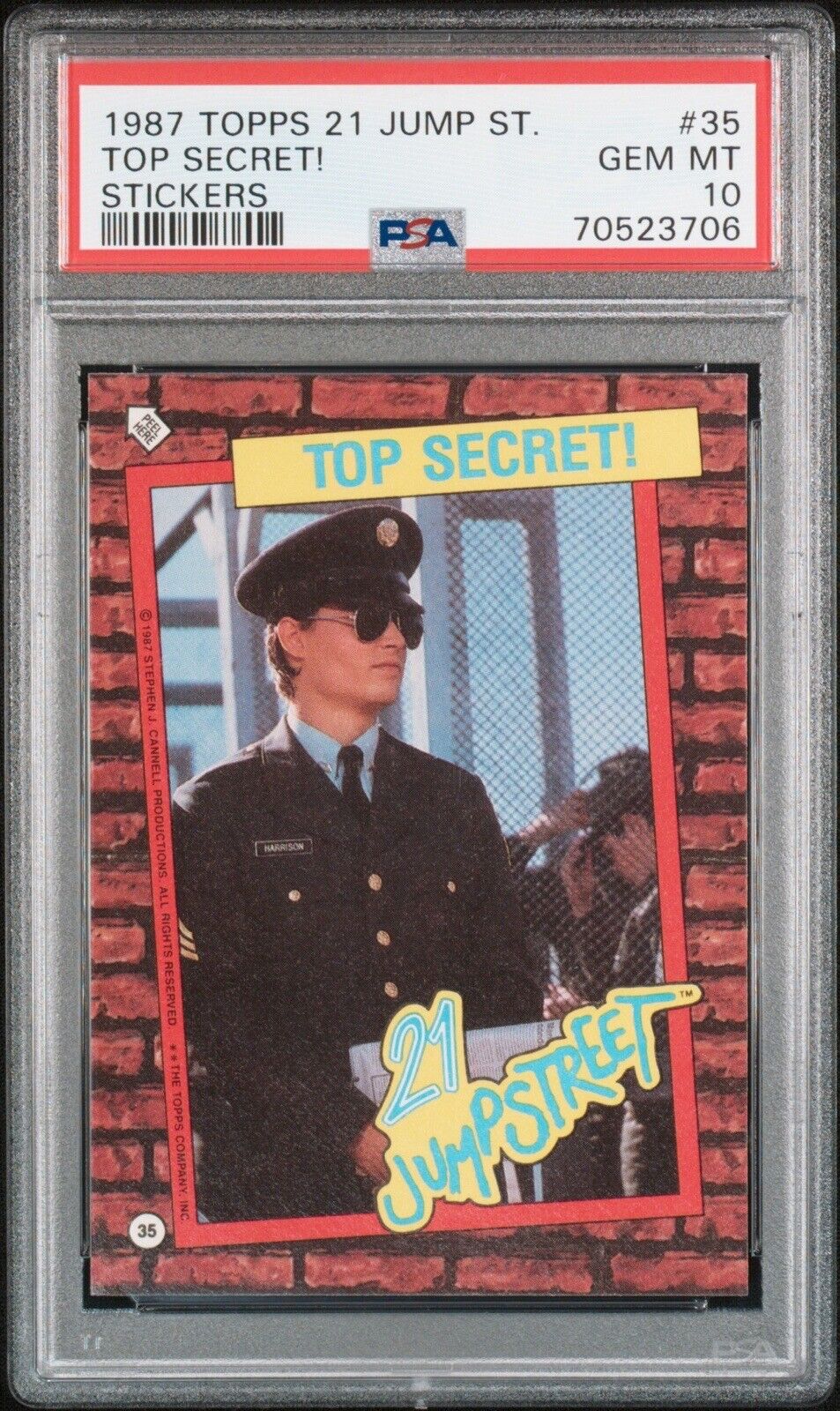 POP 1 PSA 10 RC Johnny Depp 1987 Topps 21 Jump Street Rookie Screen Debut #35