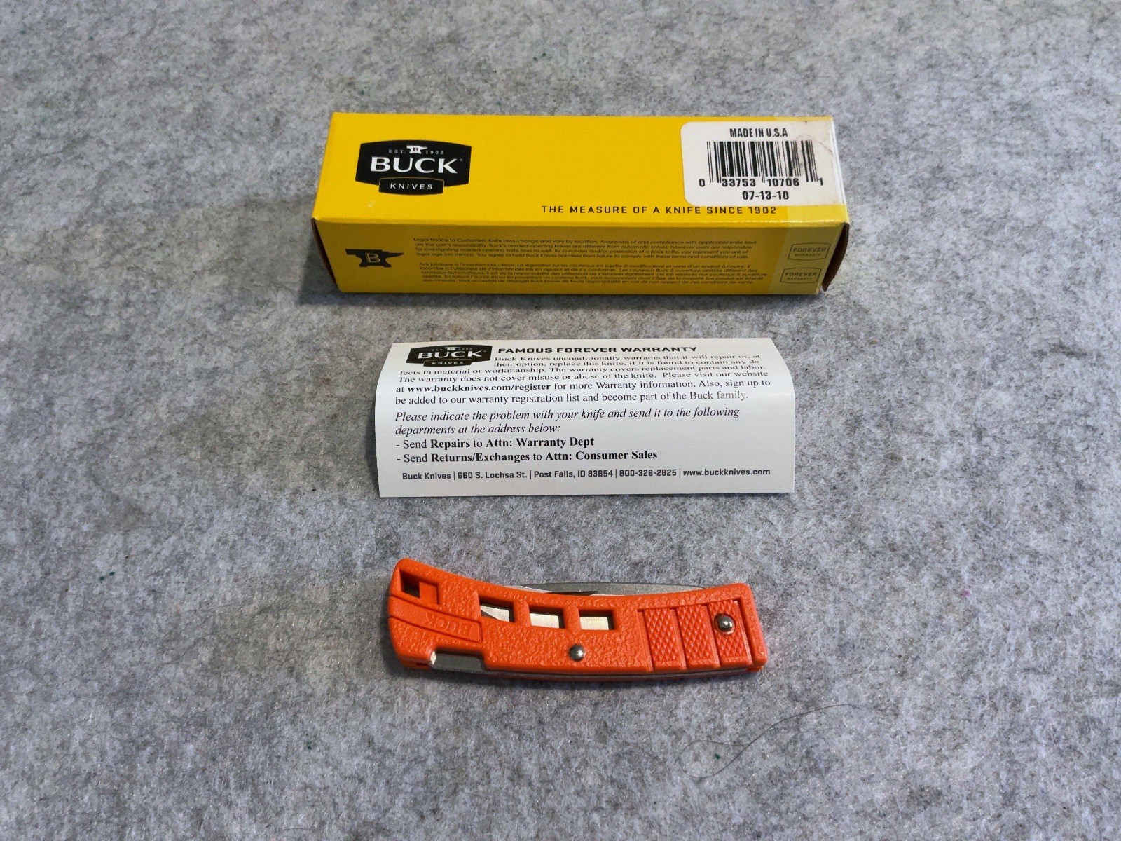2010 Buck USA 425 0425ORS-B Mini Buck Orange Folding Pocket Knife New In Box