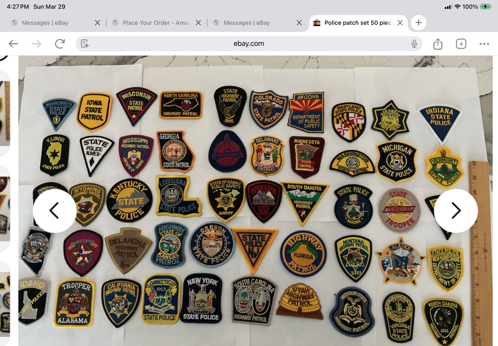 Collectors patch set 50 pieces all different state patches.All around 3”hat size Collectors patch set 50 pieces all different state patches.All around 3”hat size