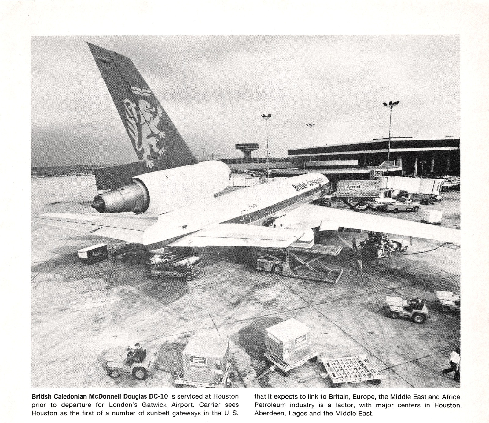 British Caledonian McDonnell Douglas DC-10 Texas Gatwick Airport Vtg Mag Cutout