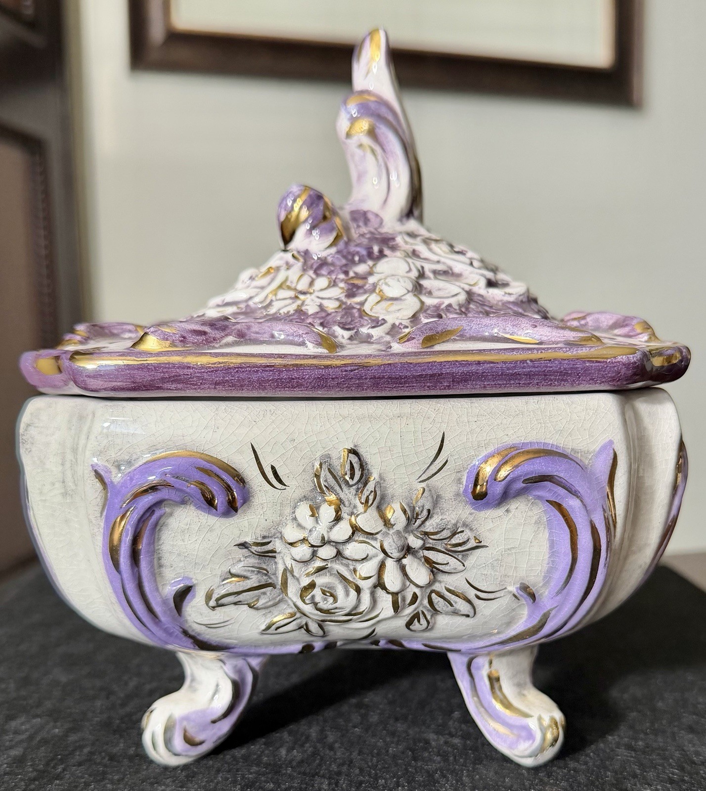 Vintage Freeman Leidy  Laguna Beach ‘Capodimonte-Style’ Footed Candy Dish