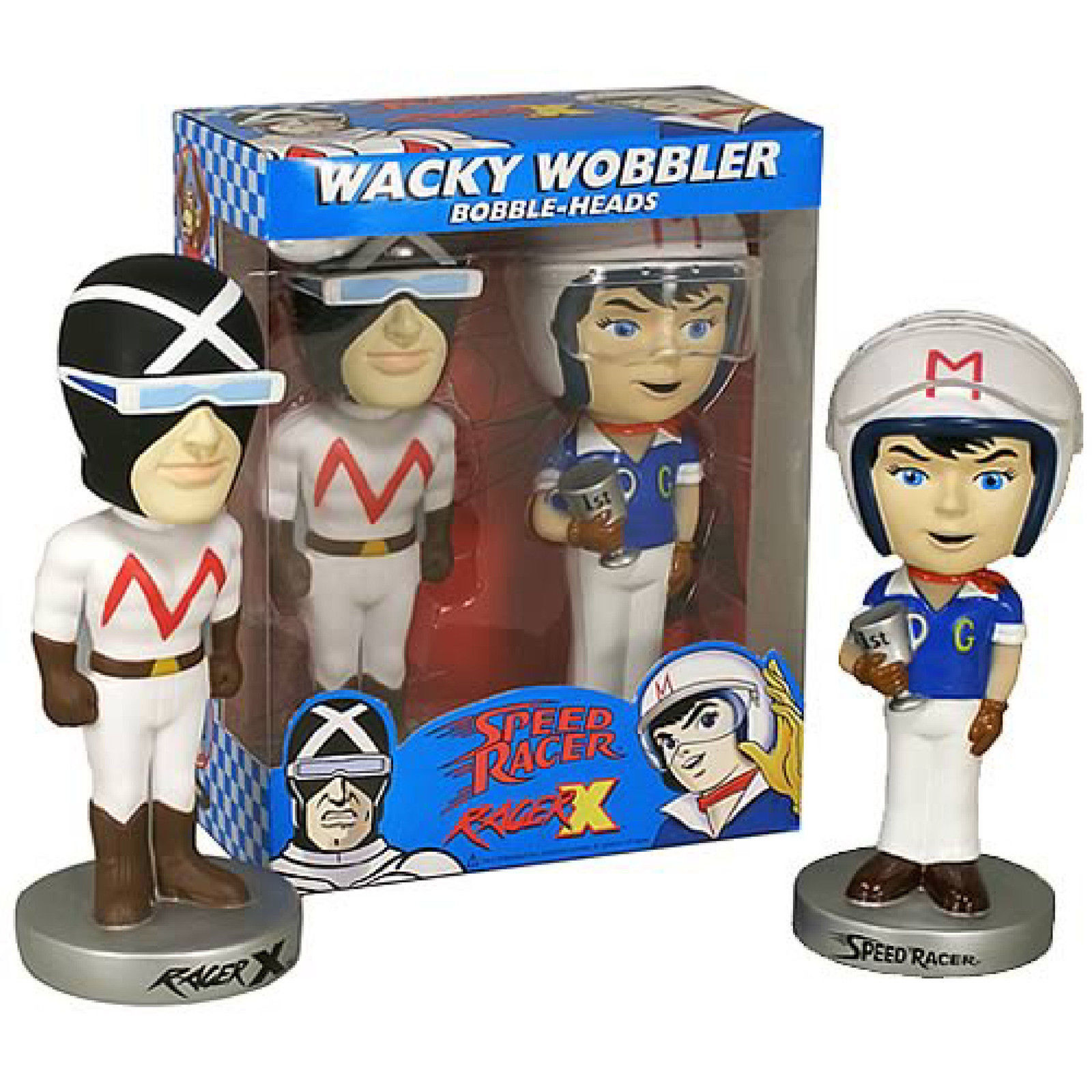 Funko Speed Racer + Racer X pop Wacky Wobbler Bobble Heads Set New in box - READ