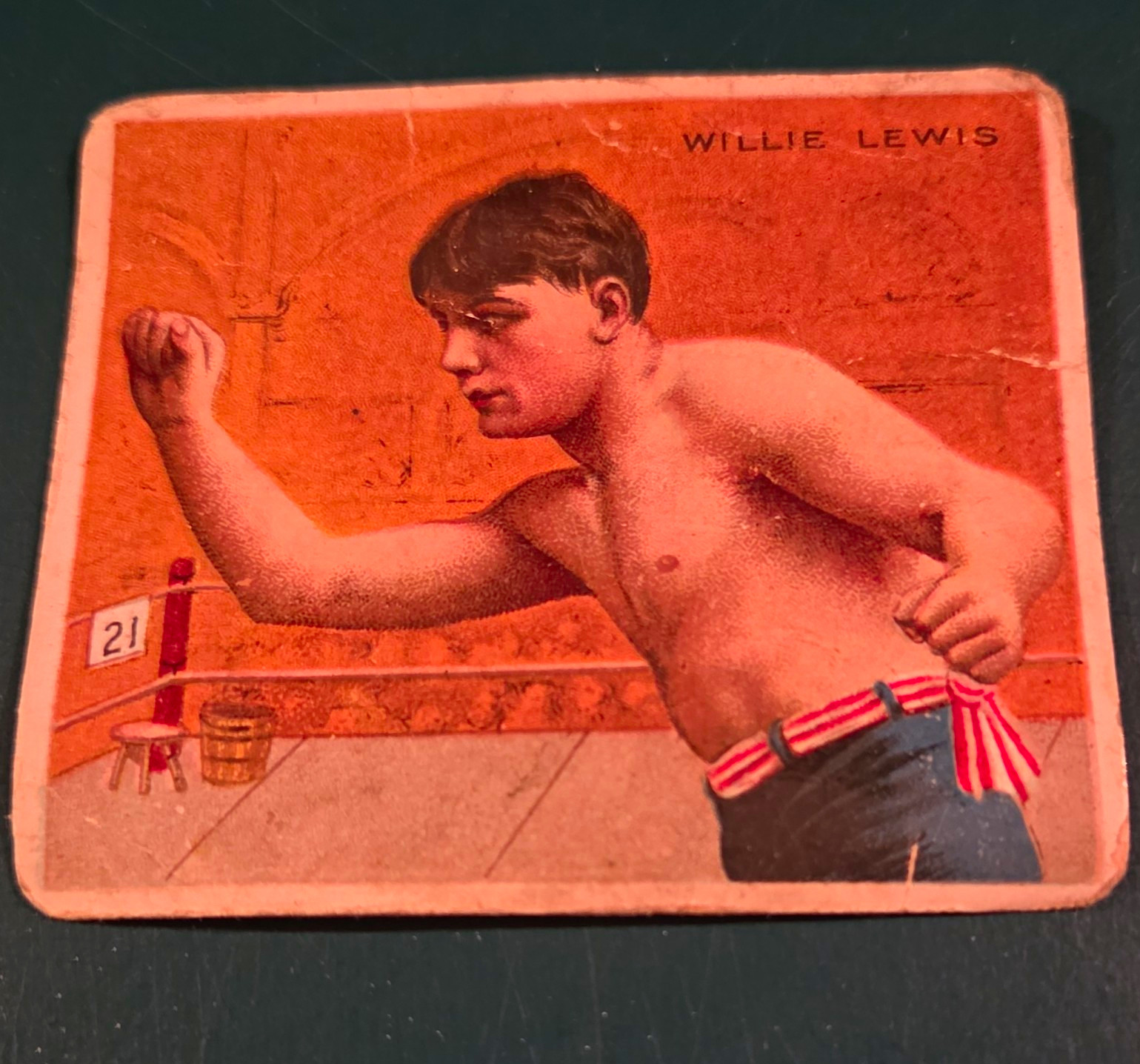 Willie Lewis Boxing Tobacco Card - Hassan Cork Tip Cigarettes, Poor Condition
