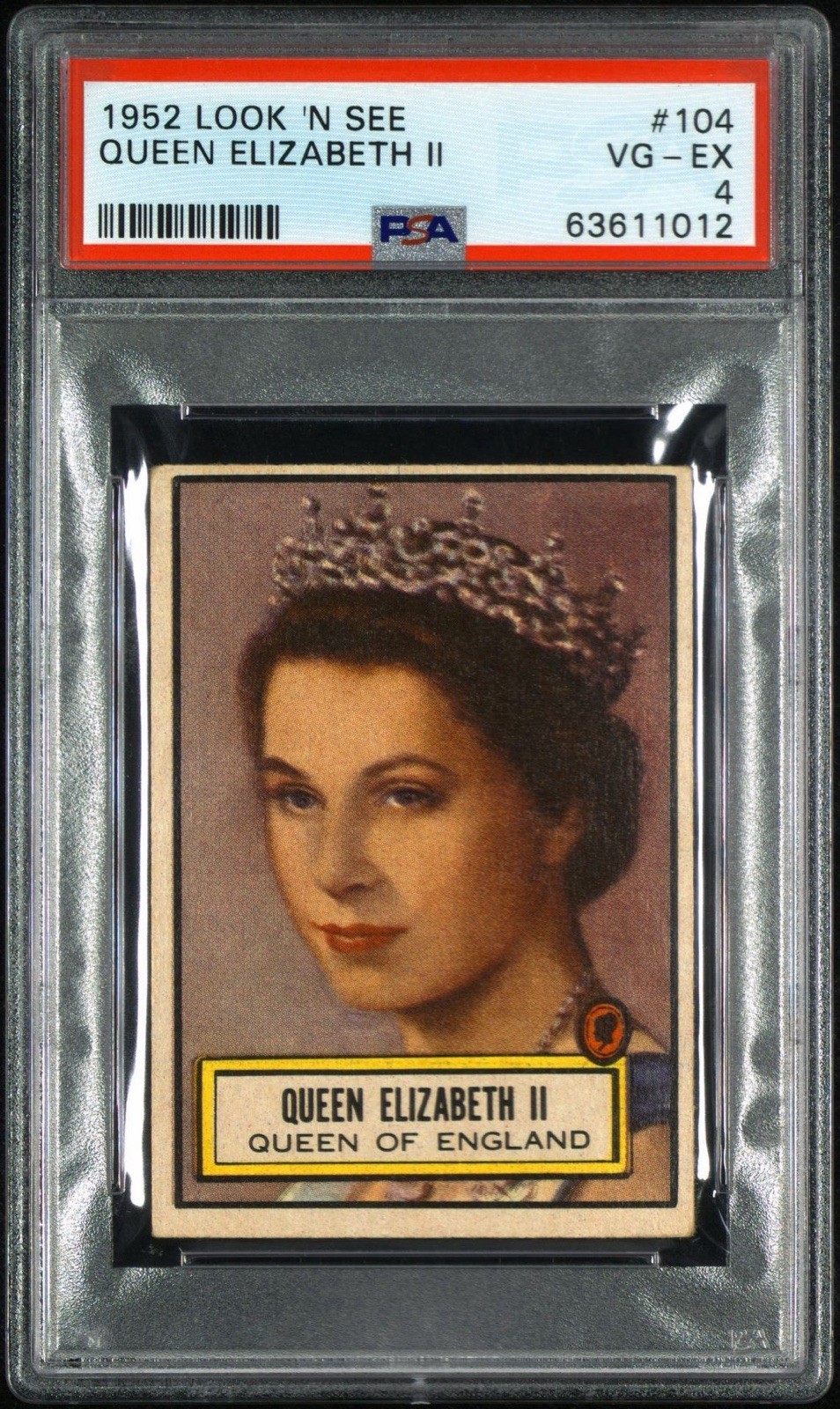 1952 Look 'n See #104 Queen Elizabeth ROOKIE CARD PSA 4 1952 Look 'n See #104 Queen Elizabeth ROOKIE CARD PSA 4