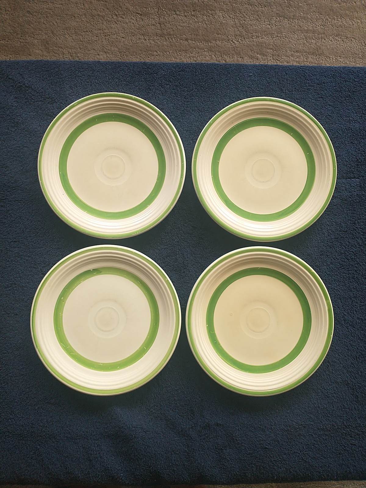Fiesta - 1940's Rare Sears Promotional plates (4). Green circles/Ivory 7.5" Fiesta - 1940's Rare Sears Promotional plates (4). Green circles/Ivory 7.5"
