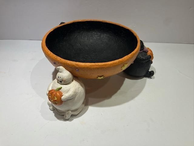 RARE Vtg Halloween candy dish Ghost Witch Cat by Midwest Seasons of Cannon Falls RARE Vtg Halloween candy dish Ghost Witch Cat by Midwest Seasons of Cannon Falls