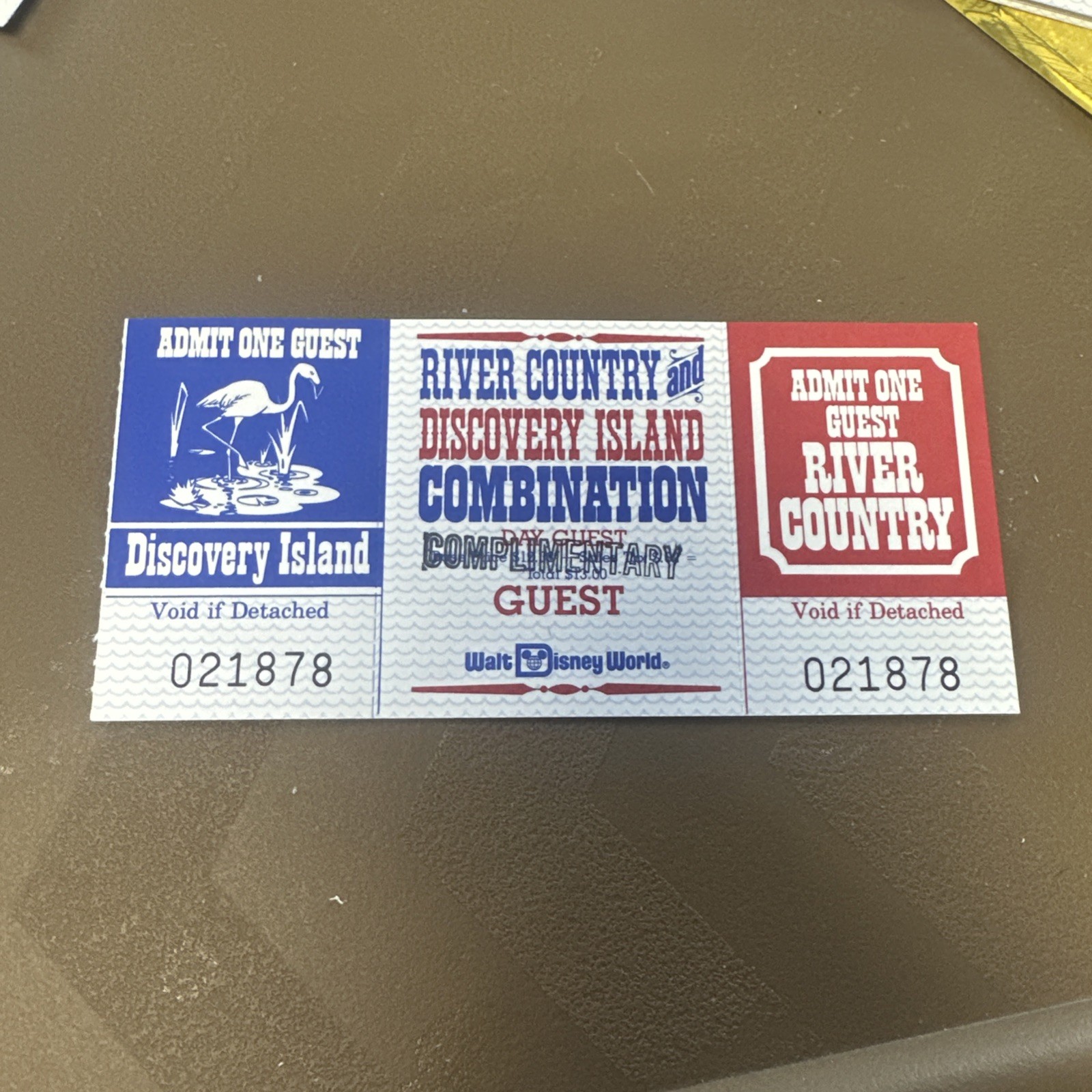 Walt Disney  River Country Discovery Island UNUSED  Ticket 1987- -