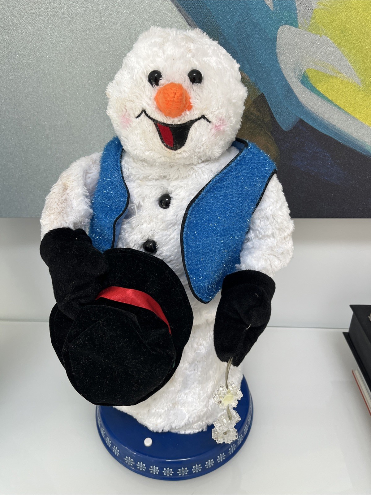 Gemmy Spinning Snowflake Snowman Blue Vest Snow Miser - AS IS, READ Gemmy Spinning Snowflake Snowman Blue Vest Snow Miser - AS IS, READ