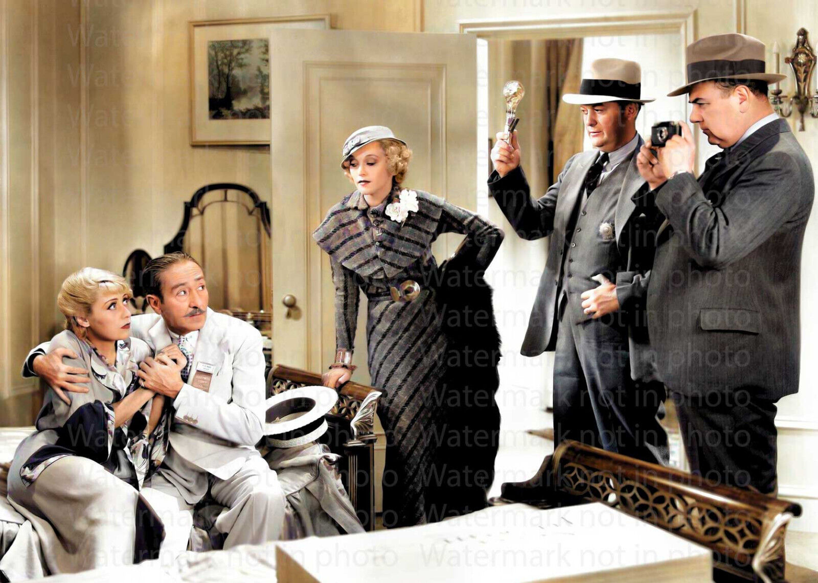 Joan Blondell & Adolphe Menjou in Convention City RARE COLOR Photo 627