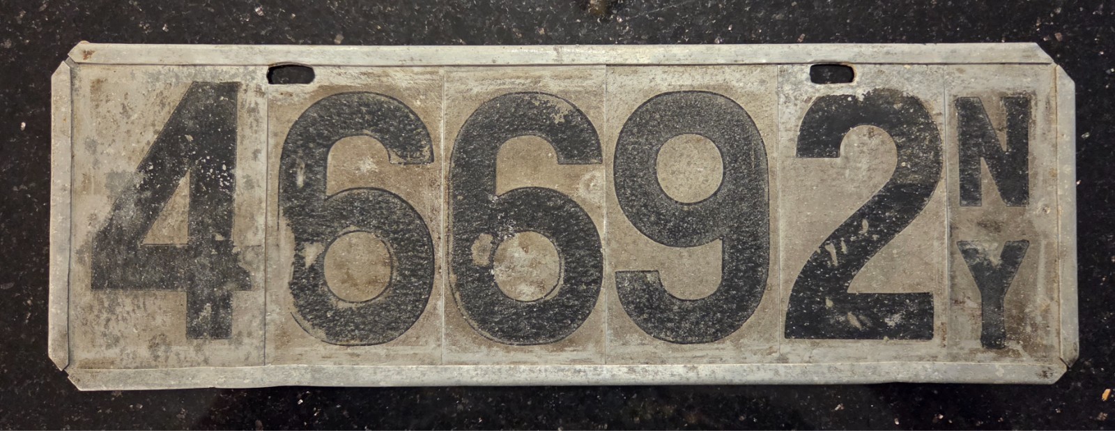 1905-1909 New York NY Prestate Pre State License Plate Nt Porcelain leather 1908