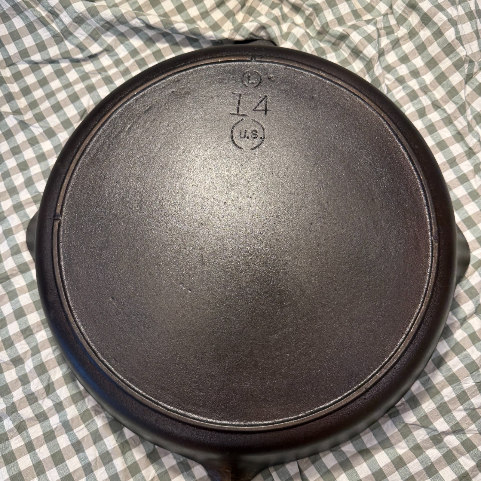 Vintage Three Notch Lodge No. 14 Cast Iron Skillet With Repaired Handle