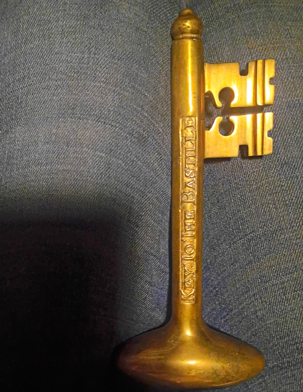 Vintage Brass Skeleton Key Engraved "KEY TO THE BASTILLE" Collectible Vintage Brass Skeleton Key Engraved "KEY TO THE BASTILLE" Collectible