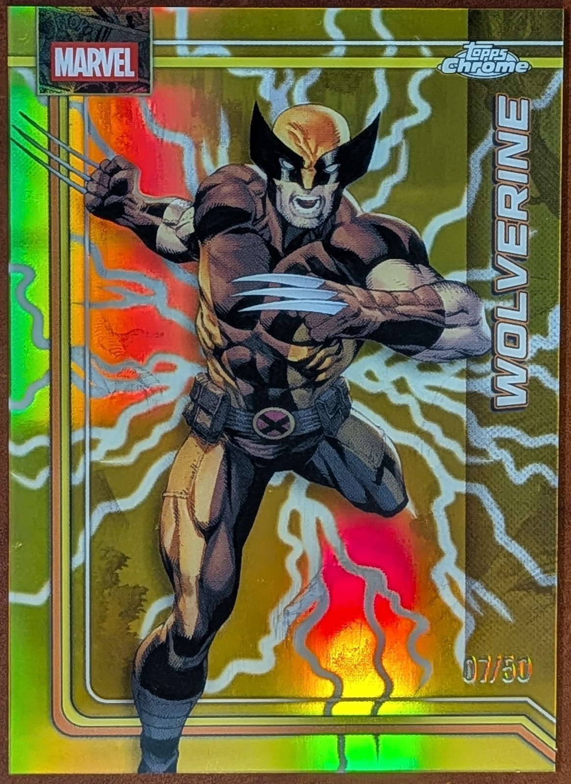 2026 Topps Chrome Marvel - Storm's Gold Lightning Refractor /50 - Wolverine #199