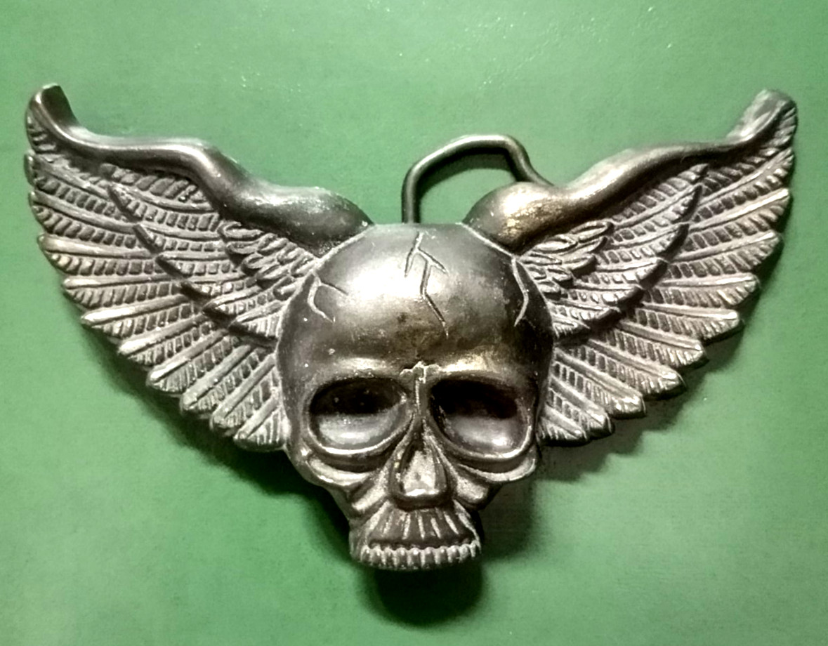 Vtg 70s Brass MBCI Skull Wings Motorcycle Bikers Big Bad 4" Belt Buckle USA Cast Vtg 70s Brass MBCI Skull Wings Motorcycle Bikers Big Bad 4" Belt Buckle USA Cast