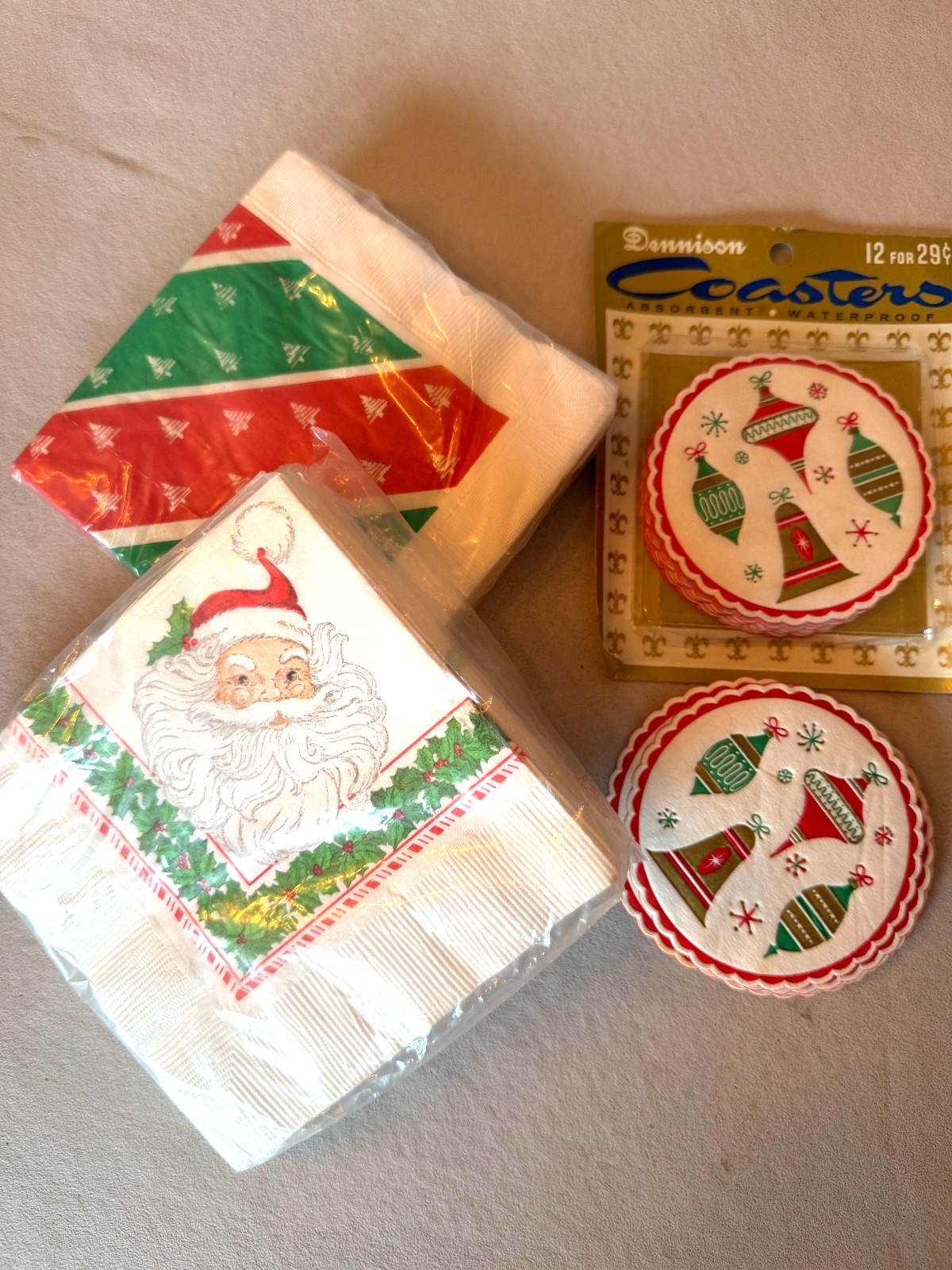 Vintage 1950s Santa Claus Ornament Christmas Paper 20 Coasters & 35 Napkins Vintage 1950s Santa Claus Ornament Christmas Paper 20 Coasters & 35 Napkins