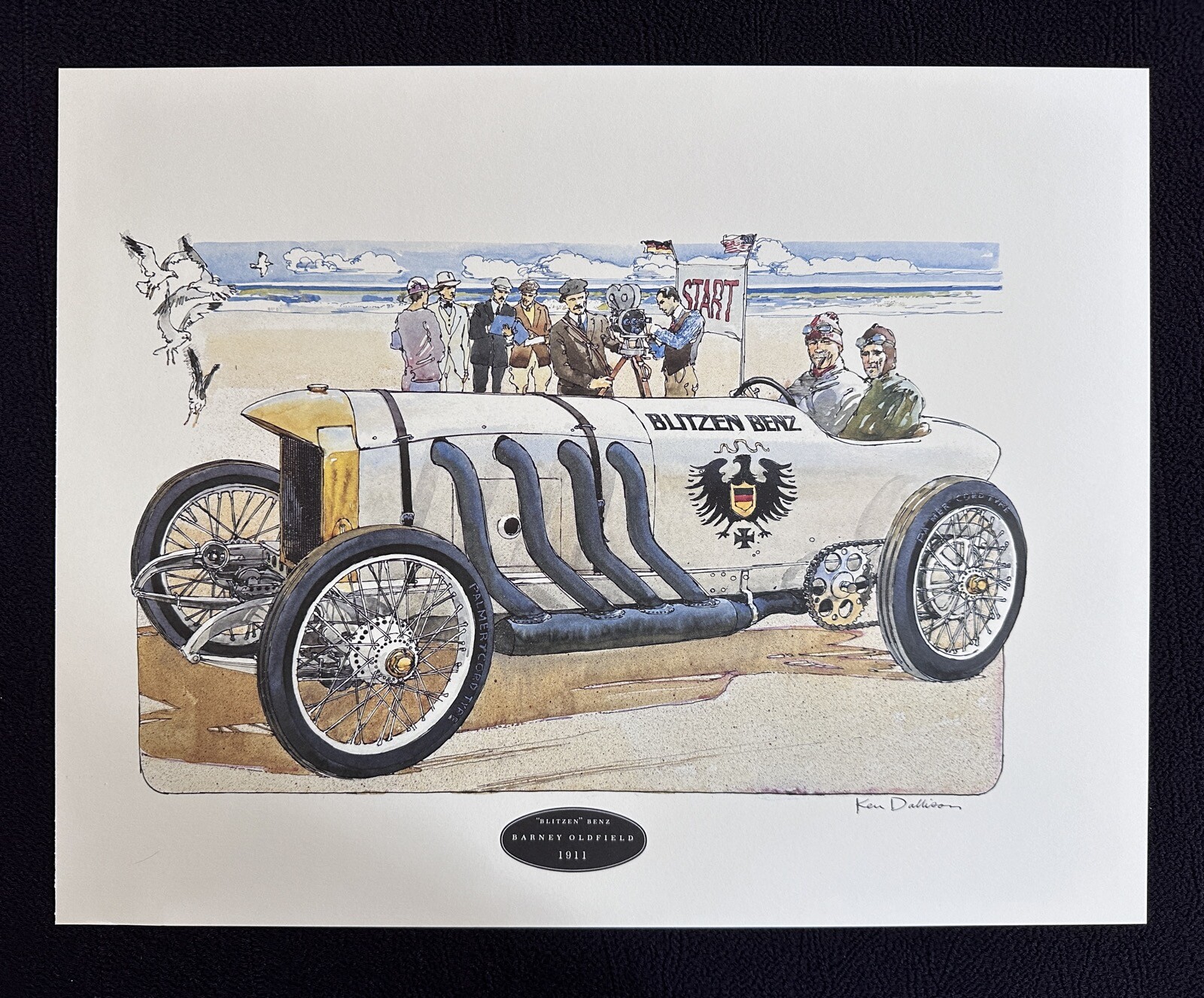 1911 Blitzen Benz Barney Oldfield Dallison Art Print Mercedes Land Speed Record 1911 Blitzen Benz Barney Oldfield Dallison Art Print Mercedes Land Speed Record