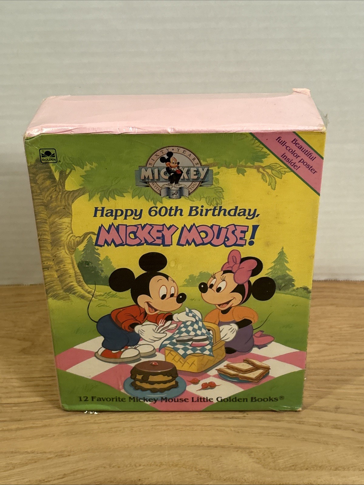 1988 Little Golden Books Happy 60th Birthday Mickey Mouse Box Set 12 Stories New