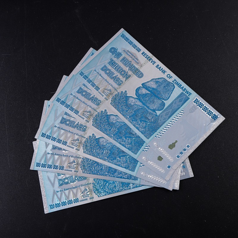 LOT 10 PCS, Zimbabwe's 100 Trillion Silver Foil Fantasy Banknotes/UNC/FREE SHIP LOT 10 PCS, Zimbabwe's 100 Trillion Silver Foil Fantasy Banknotes/UNC/FREE SHIP