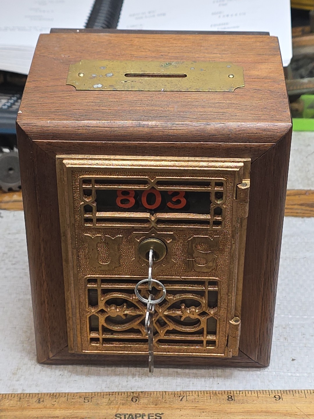 Rare 1870s Yale Lock Mfg Vintage 3 11/16" x 5" Post Office Door CAST BRASS W/KEY Rare 1870s Yale Lock Mfg Vintage 3 11/16" x 5" Post Office Door CAST BRASS W/KEY