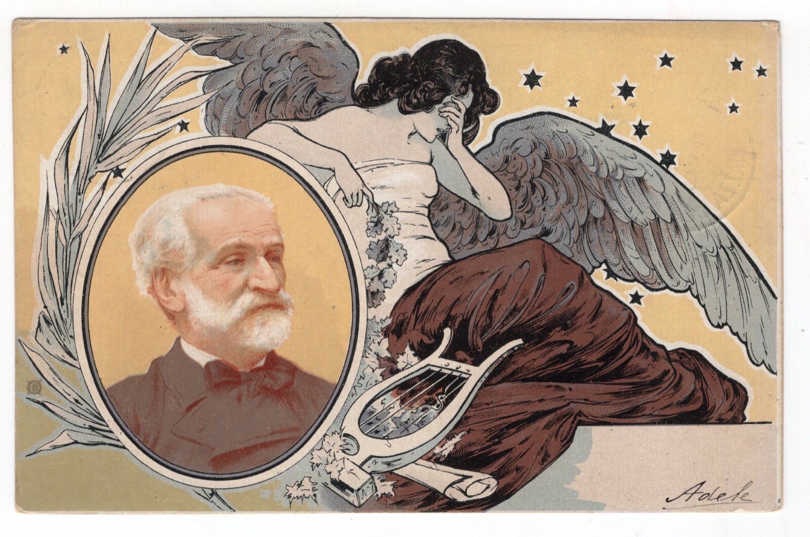 GIUSEPPE VERDI POSTCARD POSTALLY USED THE DAY HE DIED, JANUARY 27th, 1901
