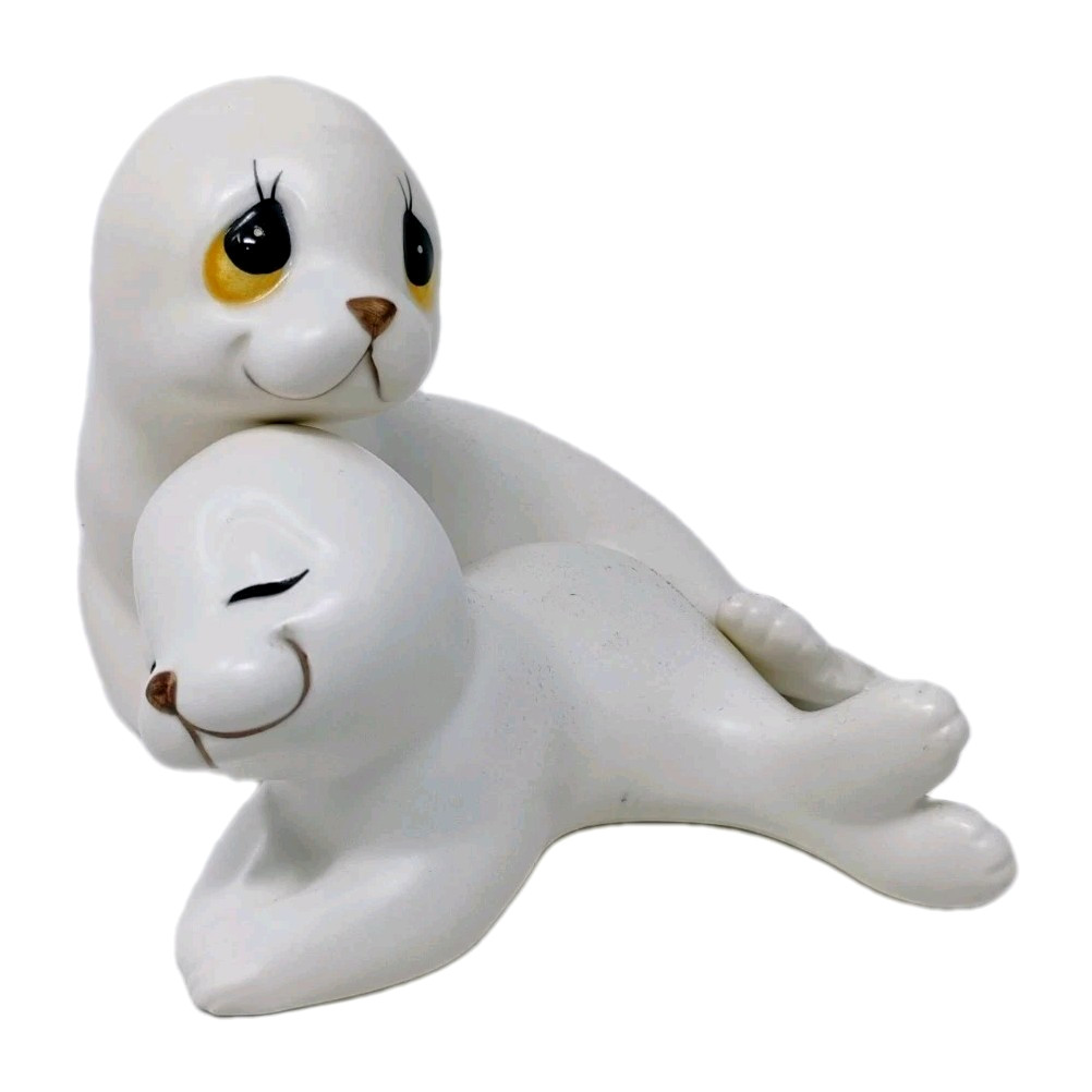 VTG Oxford Mexico White Seal Figurine Mom Baby Pup Anthropomorphic Animal Set 2 VTG Oxford Mexico White Seal Figurine Mom Baby Pup Anthropomorphic Animal Set 2