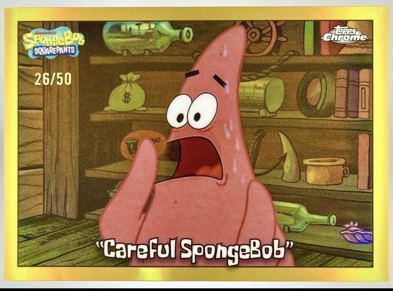 2025 Topps Chrome SpongeBob SquarePants Careful SpongeBob Gold Refractor /50 #95 2025 Topps Chrome SpongeBob SquarePants Careful SpongeBob Gold Refractor /50 #95