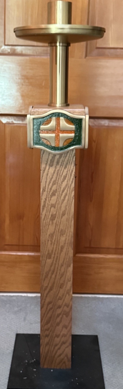 Oak Paschal Candlestick / Church Advent Wreath Stand - Altar Candlestick Oak Paschal Candlestick / Church Advent Wreath Stand - Altar Candlestick