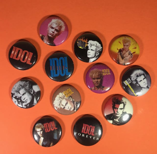 Billy Idol 1" PIN BUTTON lot Rock Icon Rock'n'Roll Celebrity Singer
