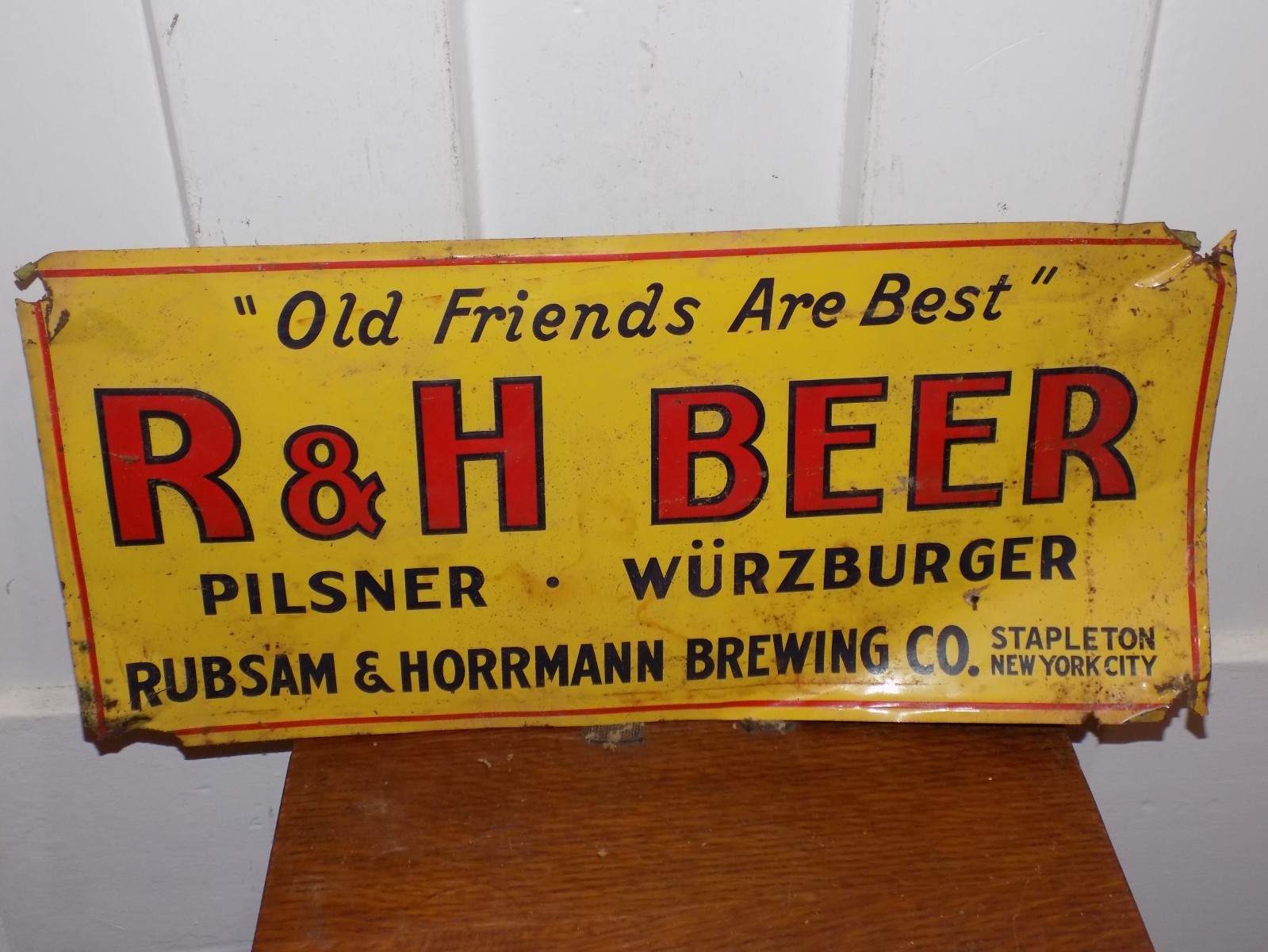 Vintage R & H Beer Stapleton New York City Embossed Tin Sign Vintage R & H Beer Stapleton New York City Embossed Tin Sign