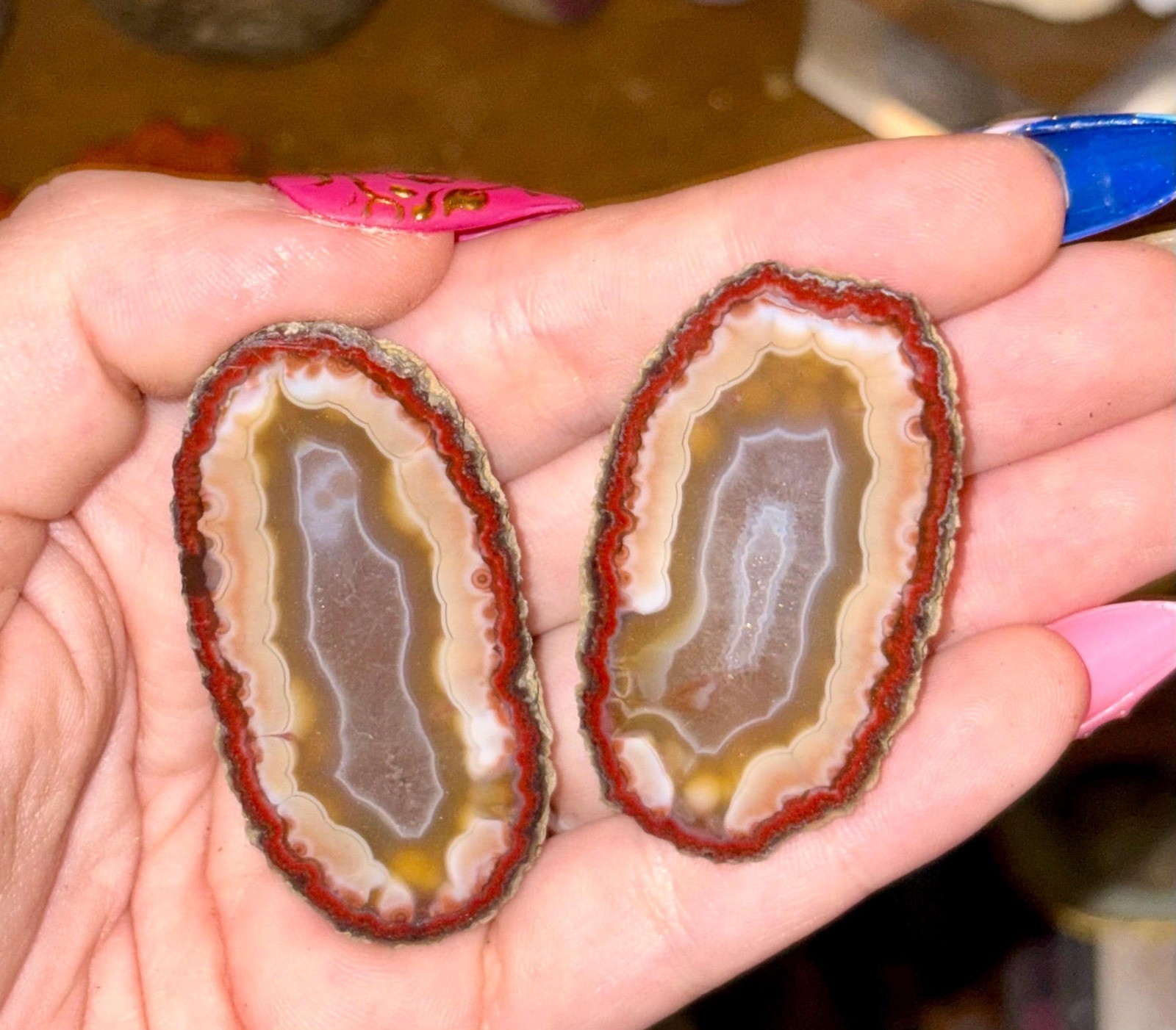 Zhanguo Agate Pair | Natural Banded Agate Slice | Collector Crystal | Zhanguo Agate Pair | Natural Banded Agate Slice | Collector Crystal |