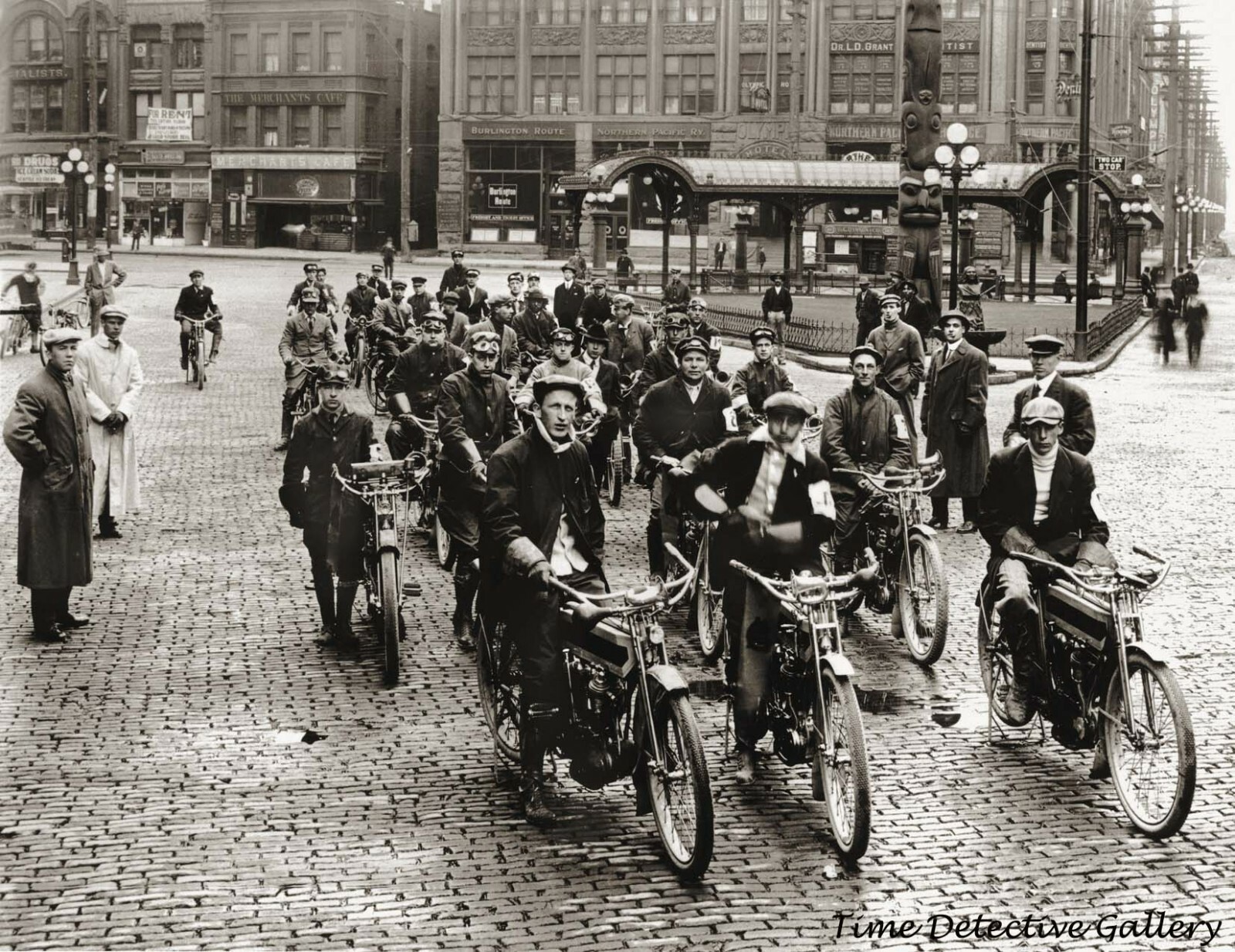 Group of Excelsior V-Twin Motorcycles & Riders - 1915 - Historic Photo Print Group of Excelsior V-Twin Motorcycles & Riders - 1915 - Historic Photo Print