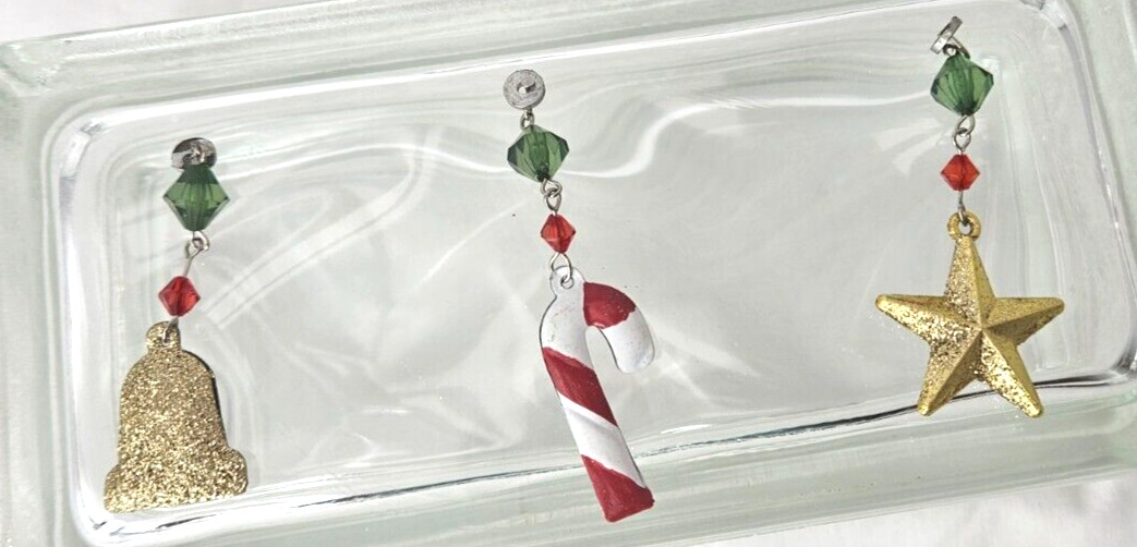 (3) Christmas MAGNETIC CHANDELIER LAMP ORNAMENTS~ Candy Cane, Star & Bell