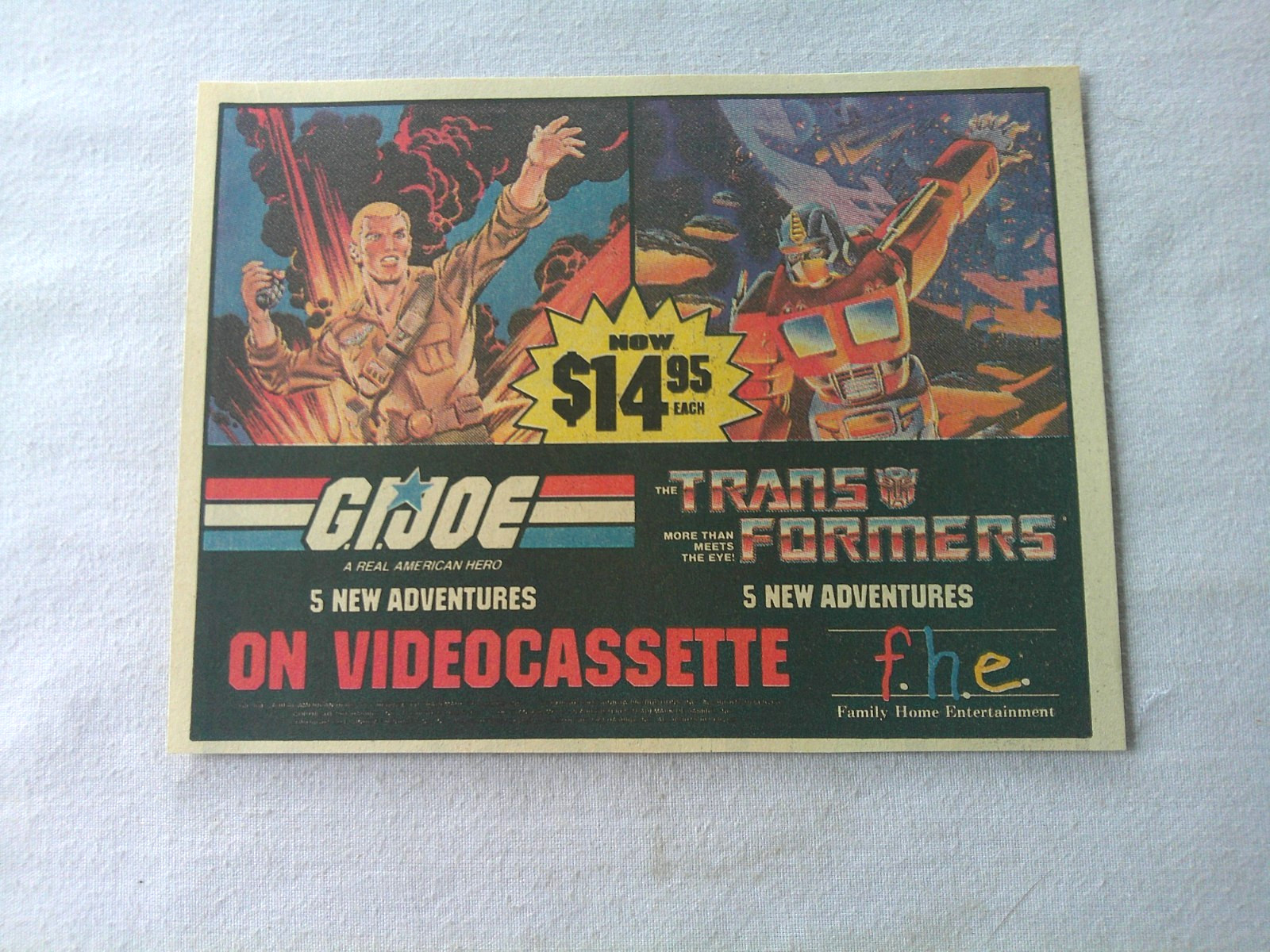 1985 Color Ad Transformers & G.I. Joe Videocassette 1985 Color Ad Transformers & G.I. Joe Videocassette
