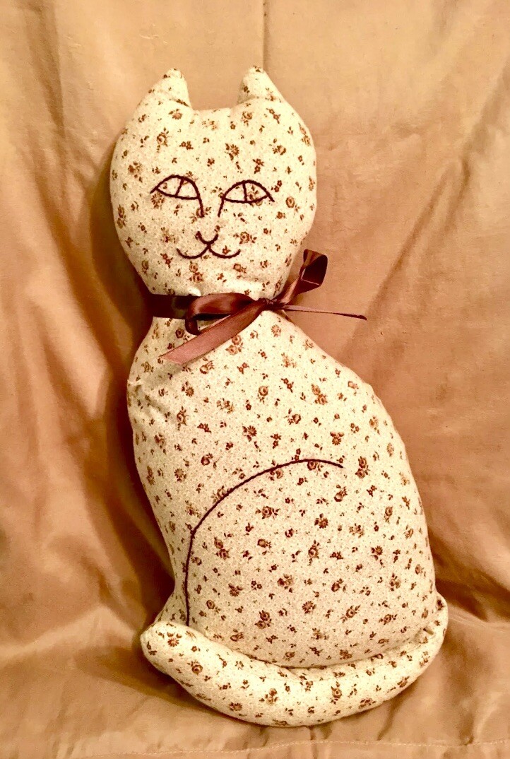 VTG 70's/80's Hand Made Stuffed Fabric Kitty Cat Folk Art LARGE VTG 70's/80's Hand Made Stuffed Fabric Kitty Cat Folk Art LARGE