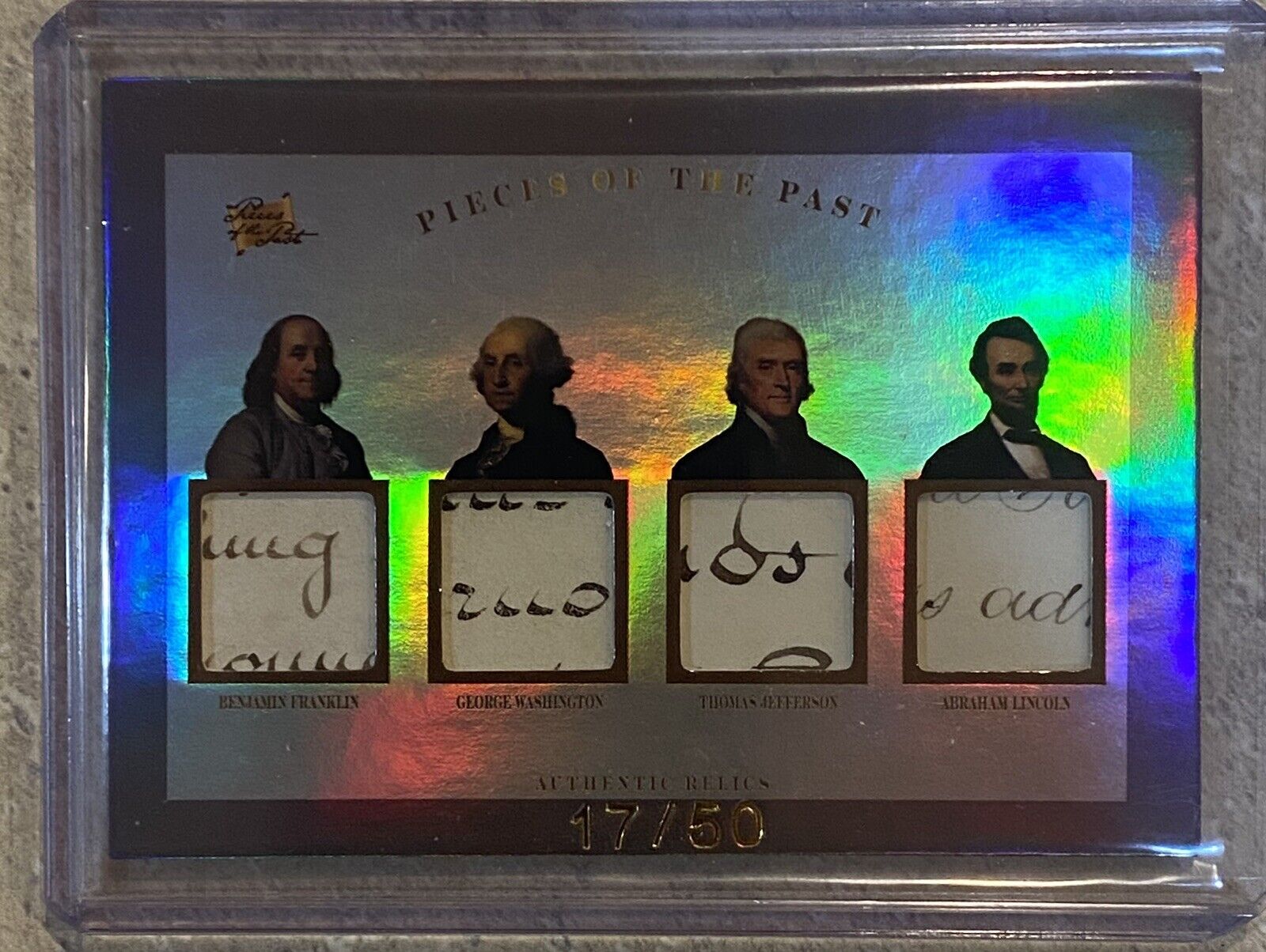 2023 PIECES OF THE PAST QUAD HAND WRITING SAMPLE LINCOLN WASHINGTON FRANKLIN /50