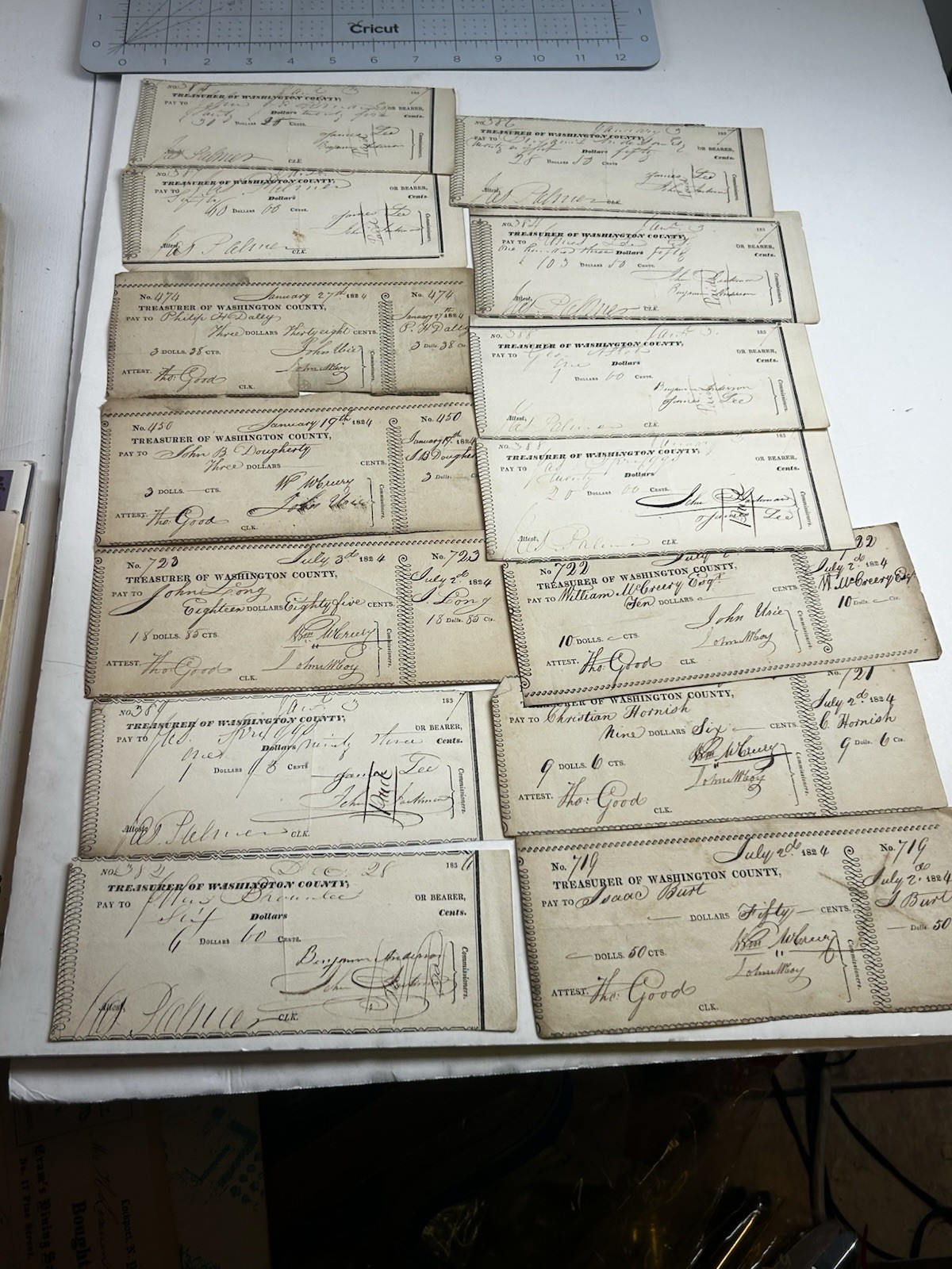 Lot of 14 Antique 1820s-1830 Washington County PA Treasurer Warrant Checks Lot of 14 Antique 1820s-1830 Washington County PA Treasurer Warrant Checks