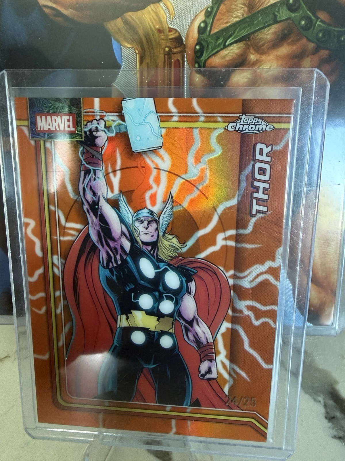 Topps 2026 Marvel Chrome Thor /25 Orange Refractor Storm Variant Super Clean Topps 2026 Marvel Chrome Thor /25 Orange Refractor Storm Variant Super Clean