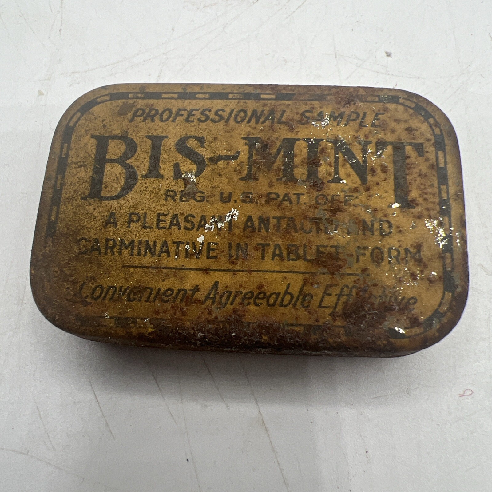 ANTIQUE Bis-Mint Professional Sample Tin Antacid Medicine