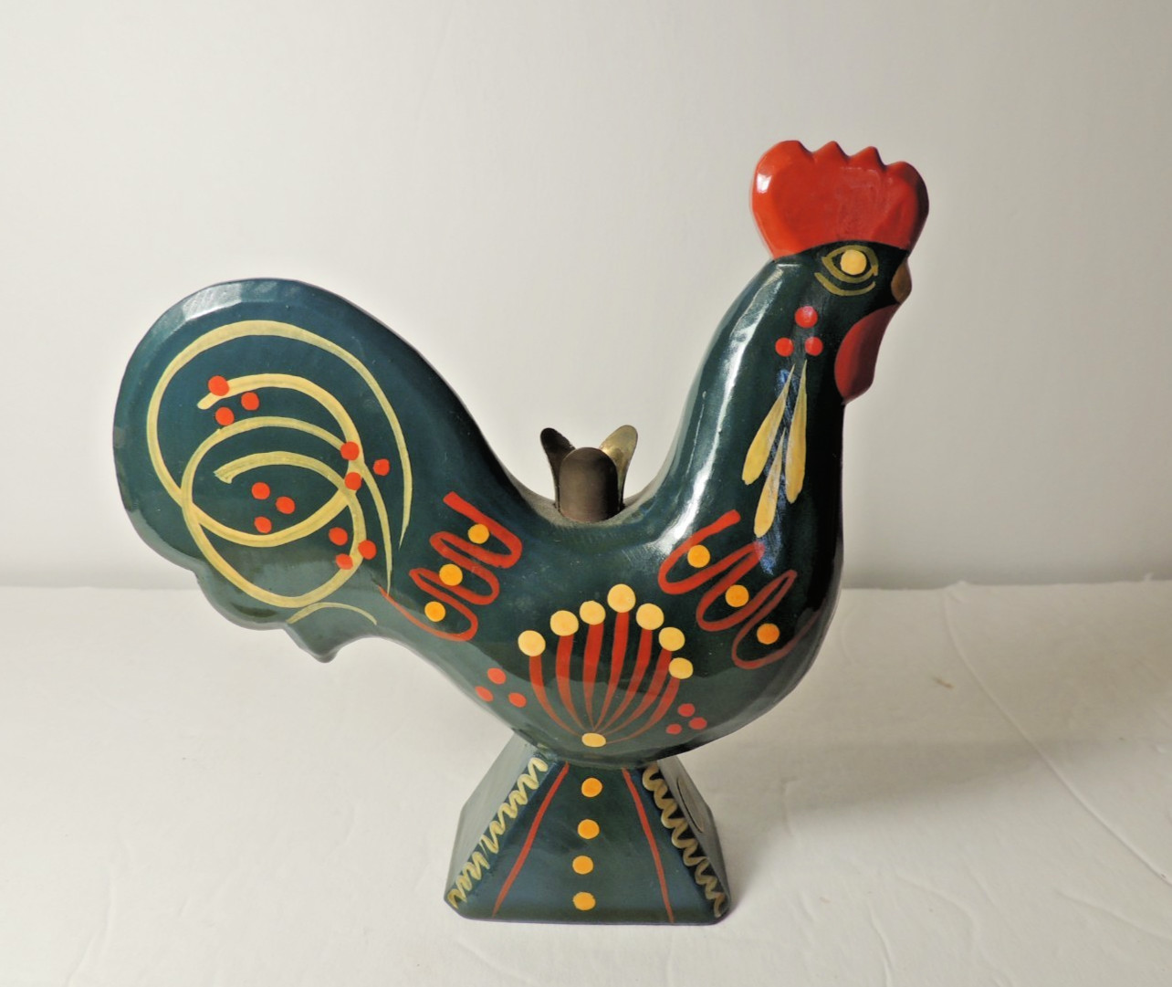 Vintage Swedish Dala Rooster Candle Holder Hand Painted Sweden Folk Art Vintage Swedish Dala Rooster Candle Holder Hand Painted Sweden Folk Art