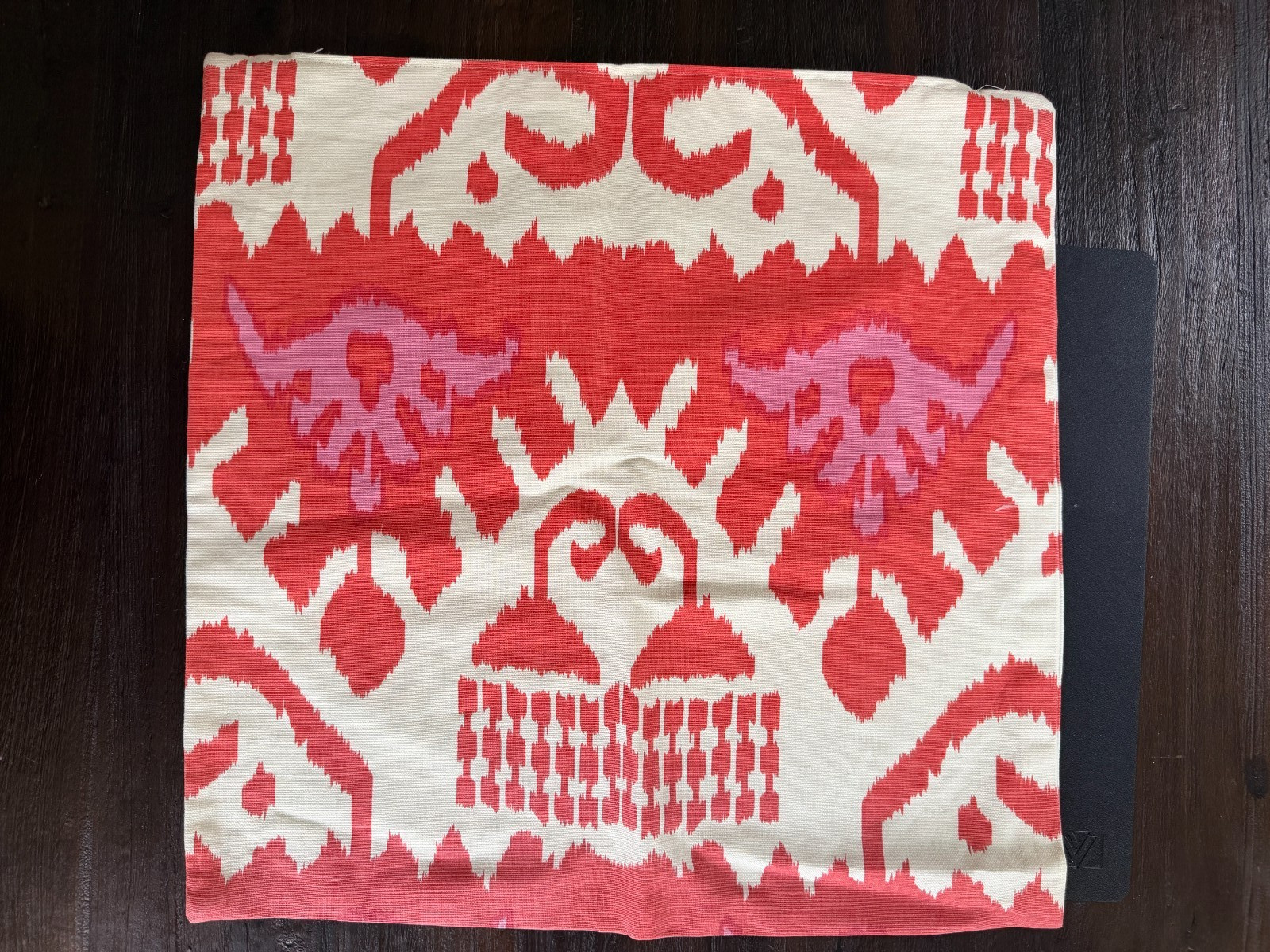 Quadrille fabric pillow covers Kazak Ikat Pink and Orange Front and Back PAIR Quadrille fabric pillow covers Kazak Ikat Pink and Orange Front and Back PAIR