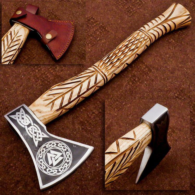 BEAUTIFULL CUSTOM HANDMADE 20'' LONG CARBON STEEL AXE WITH ACHING AND HANDCRAFT BEAUTIFULL CUSTOM HANDMADE 20'' LONG CARBON STEEL AXE WITH ACHING AND HANDCRAFT